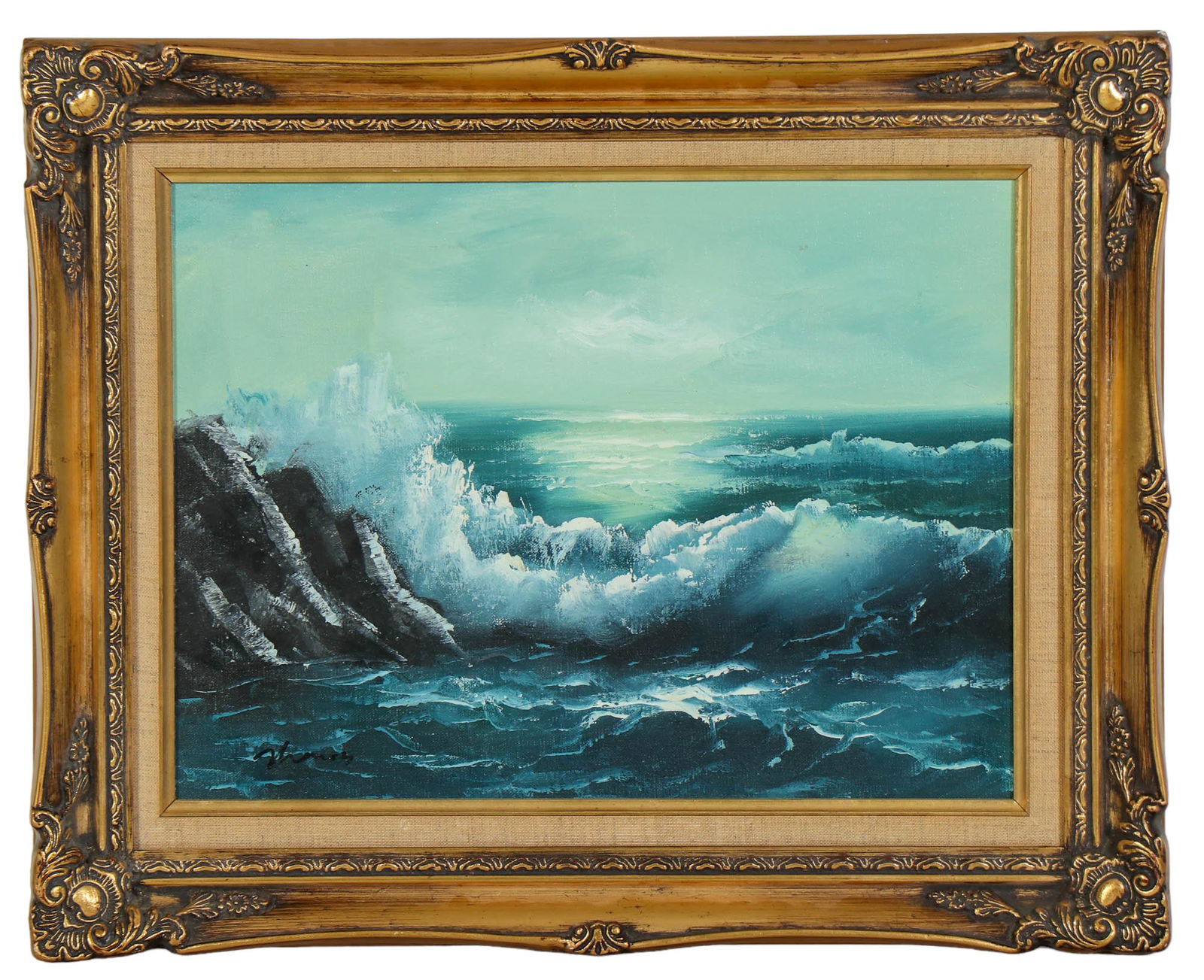 20th C Impressionist Seascape Oil Painting SIGNED (1 of 5)