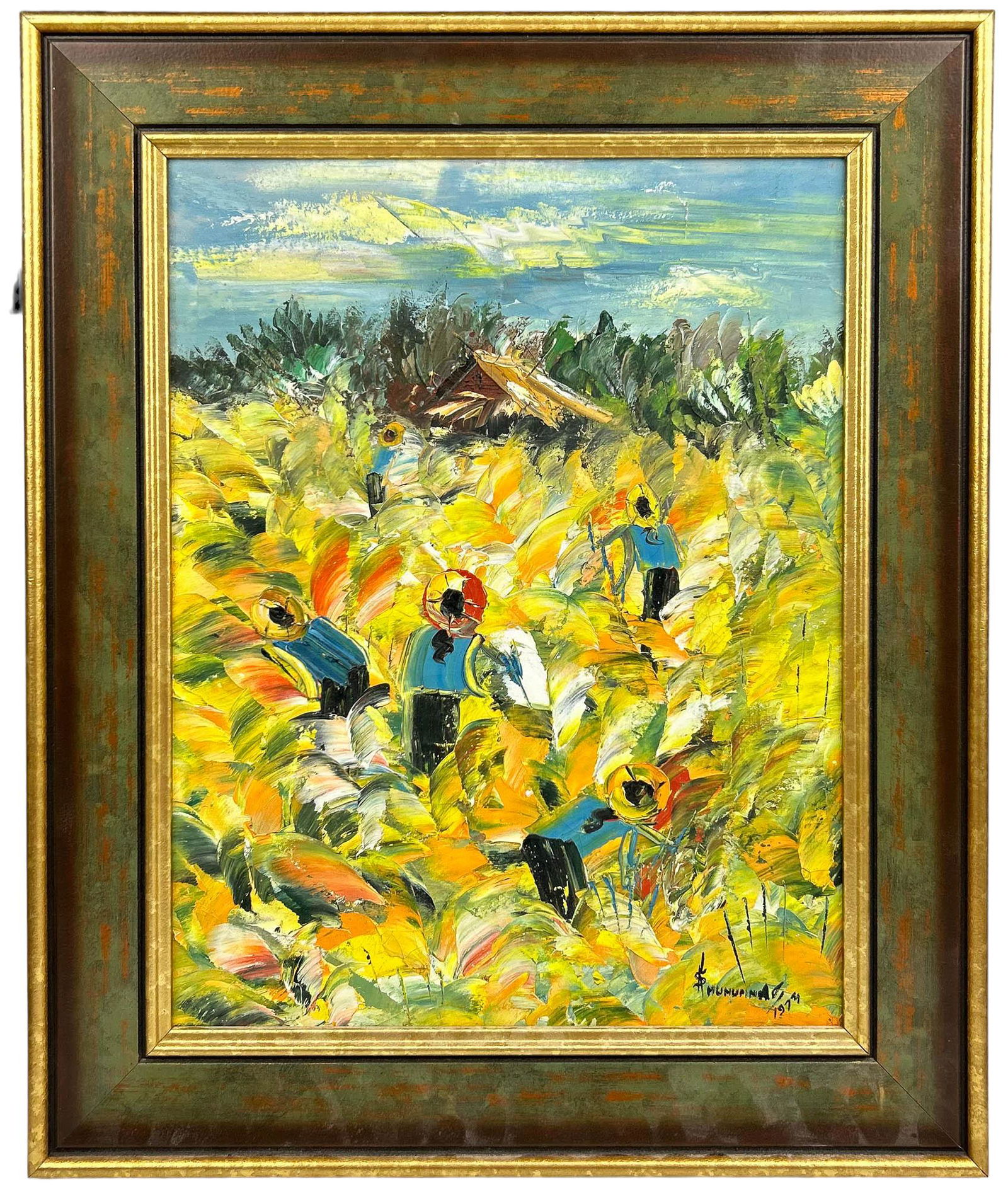 Impressionist Field Workers Oil Painting SIGNED (1 of 5)