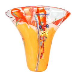 Murano Millefiori Ribbon Studio Blown Glass Vase