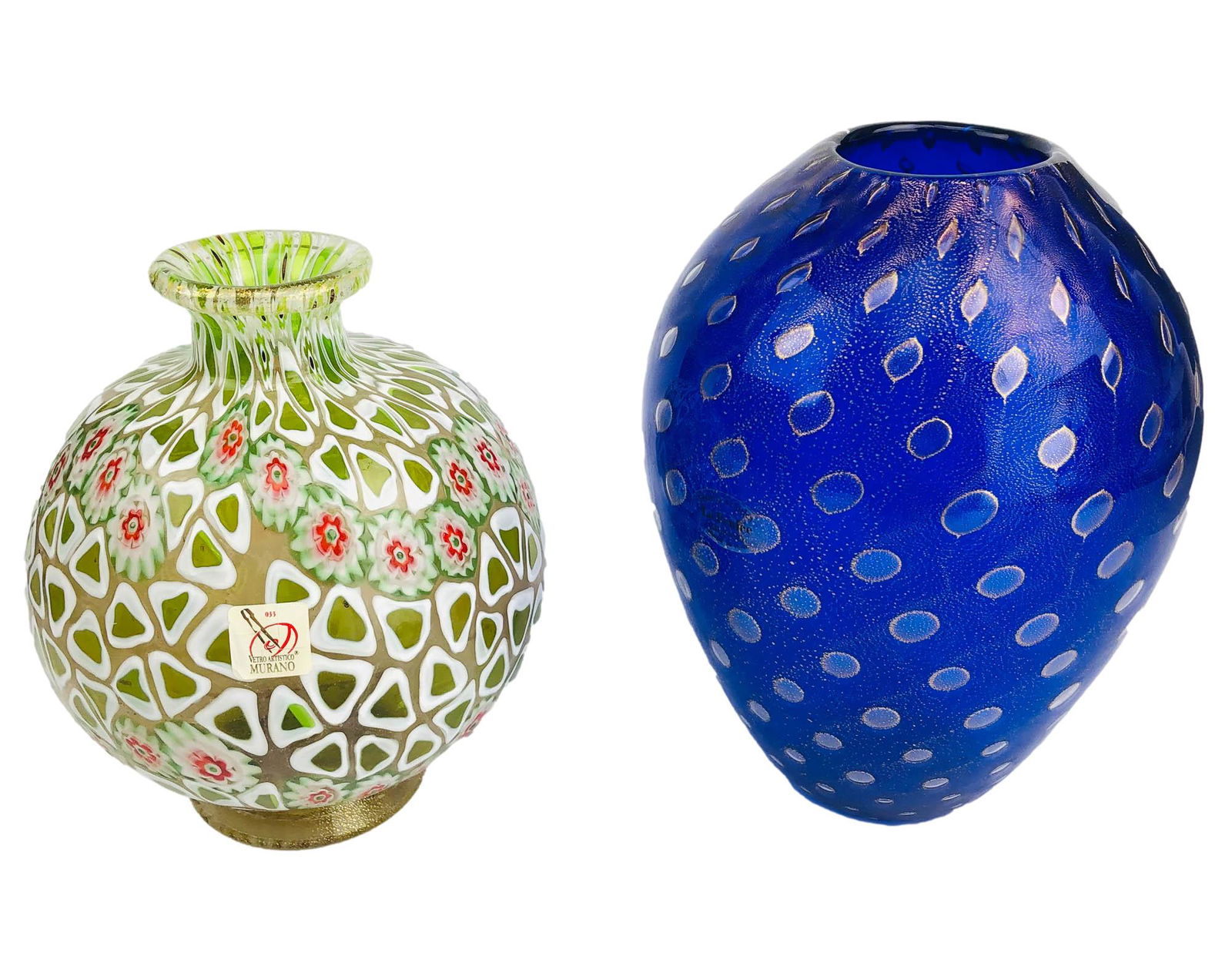 Murano Millefiori Cane & Gold Dust Art Glass Vase (1 of 5)