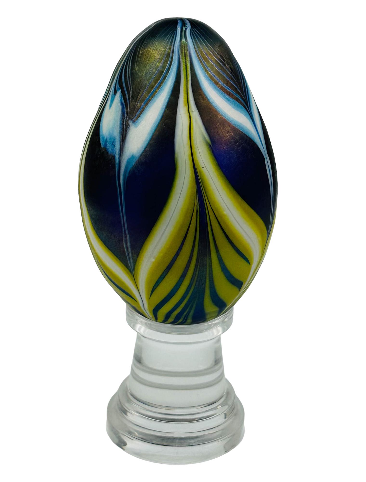 Vandermark Pulled Feather Glass Egg Paperweight (1 of 4)