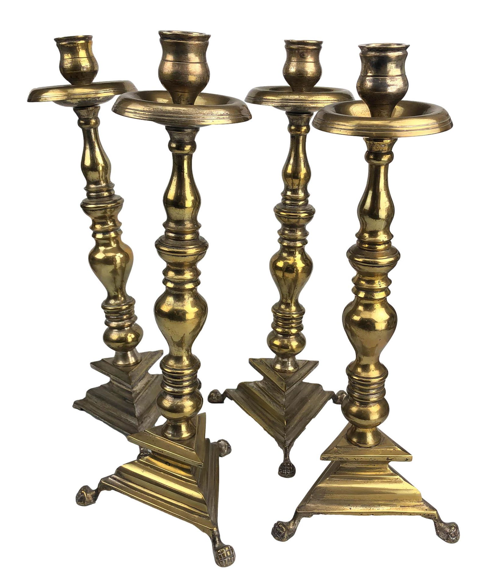 European Style Brass Lion Paw Candlesticks 4pc SET (1 of 5)