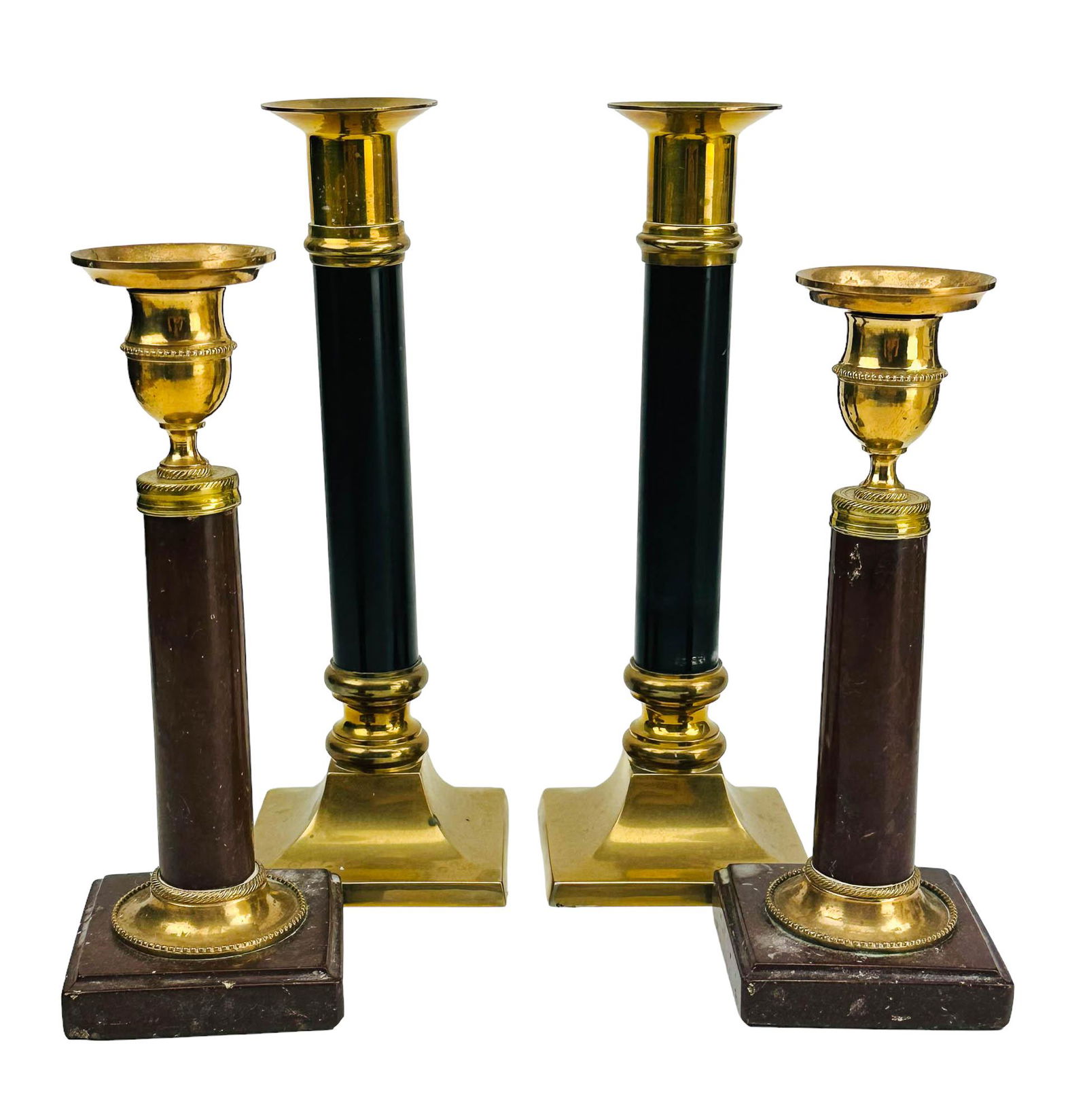 Brass & Brown Marble mantel Candle Holders 4pc LOT (1 of 5)