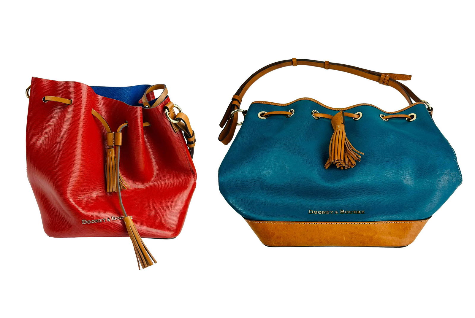 Dooney & Bourke Red Blue Leather Purse Bag 2pc LOT (1 of 6)