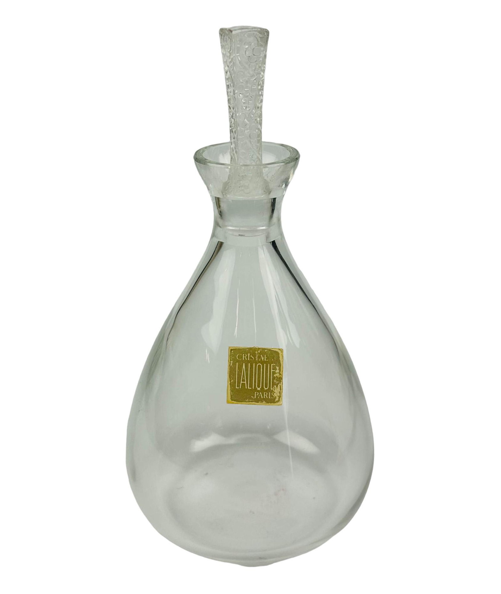 Lalique Crystal Phalsbourg Art Glass Wine Decanter: Lalique France French clear crystal art glass bar barware alcohol liquor spirit decanter. Pattern : Phalsbourg. Production years : 1924 - 2021. Body modeled with a smooth finish, the glass stopper wit