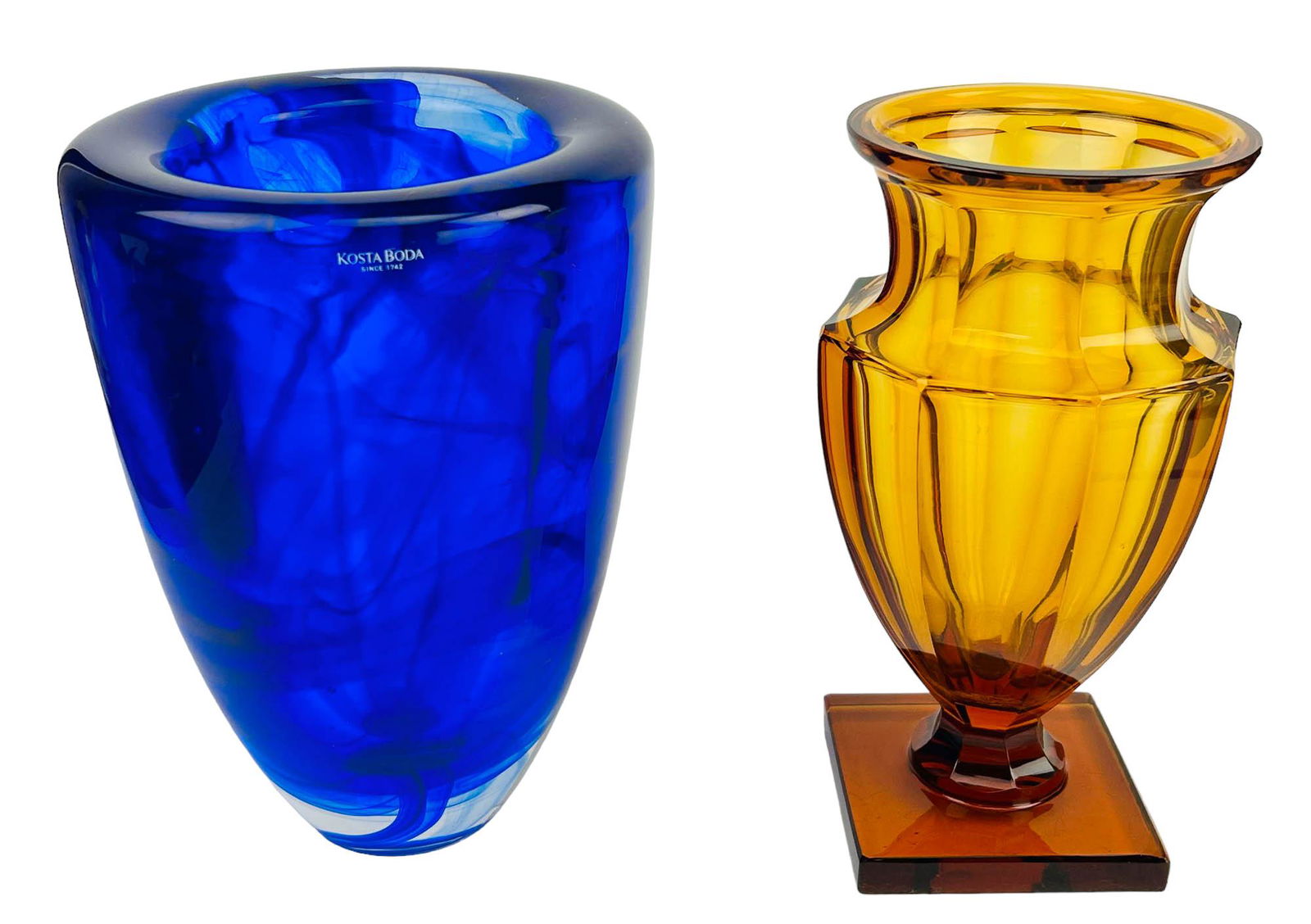 Kosta Boda Sweden & Moser Czech Glass Vase 2pc LOT (1 of 6)