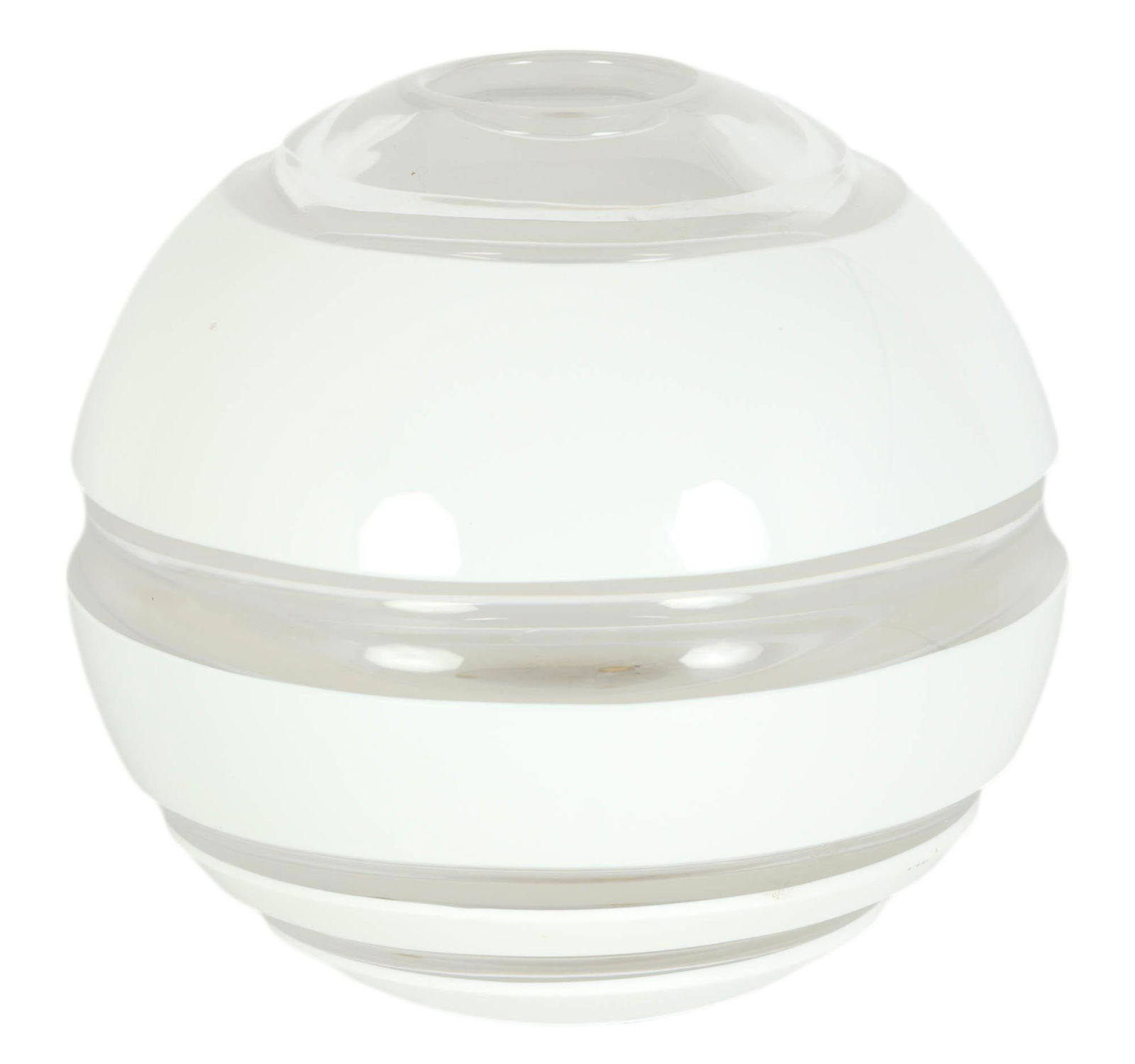 Orrefors Bergstrom Clear & White Glass Ball Vase (1 of 5)