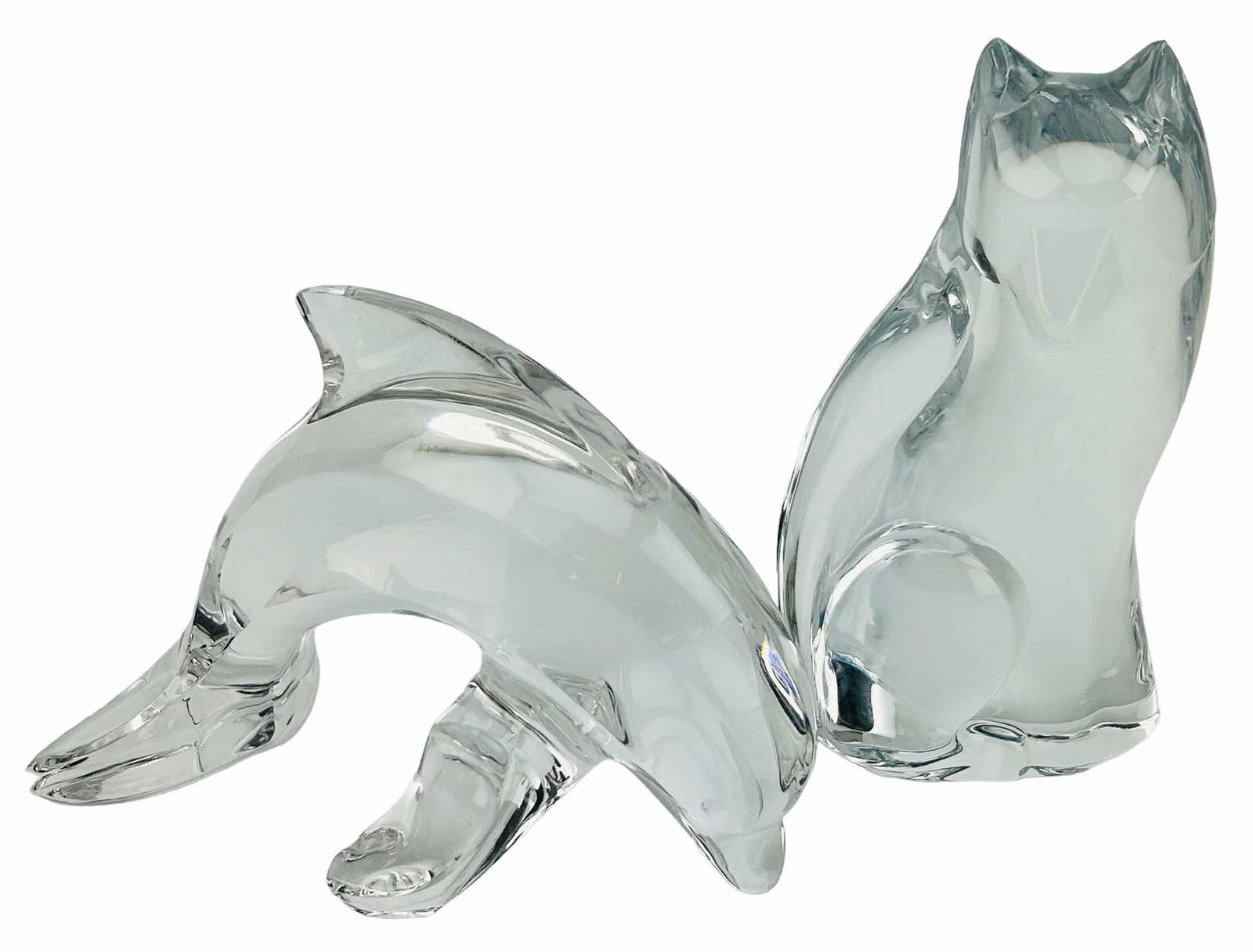 Val St Lambert Crystal Fox Dolphin Glass Sculpture (1 of 6)