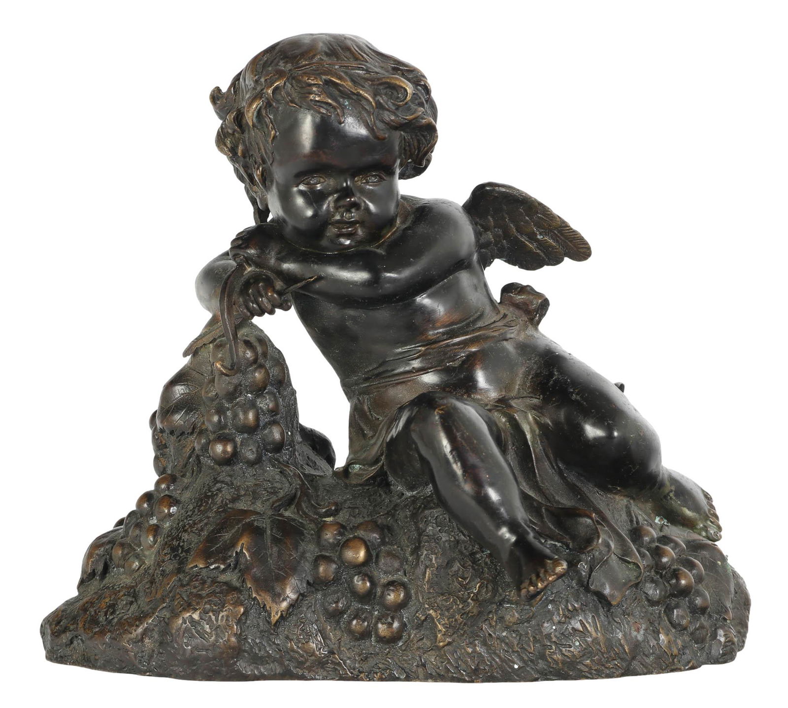 19C Bronze Cupid On Grape Vine Statue after Muller (1 of 5)