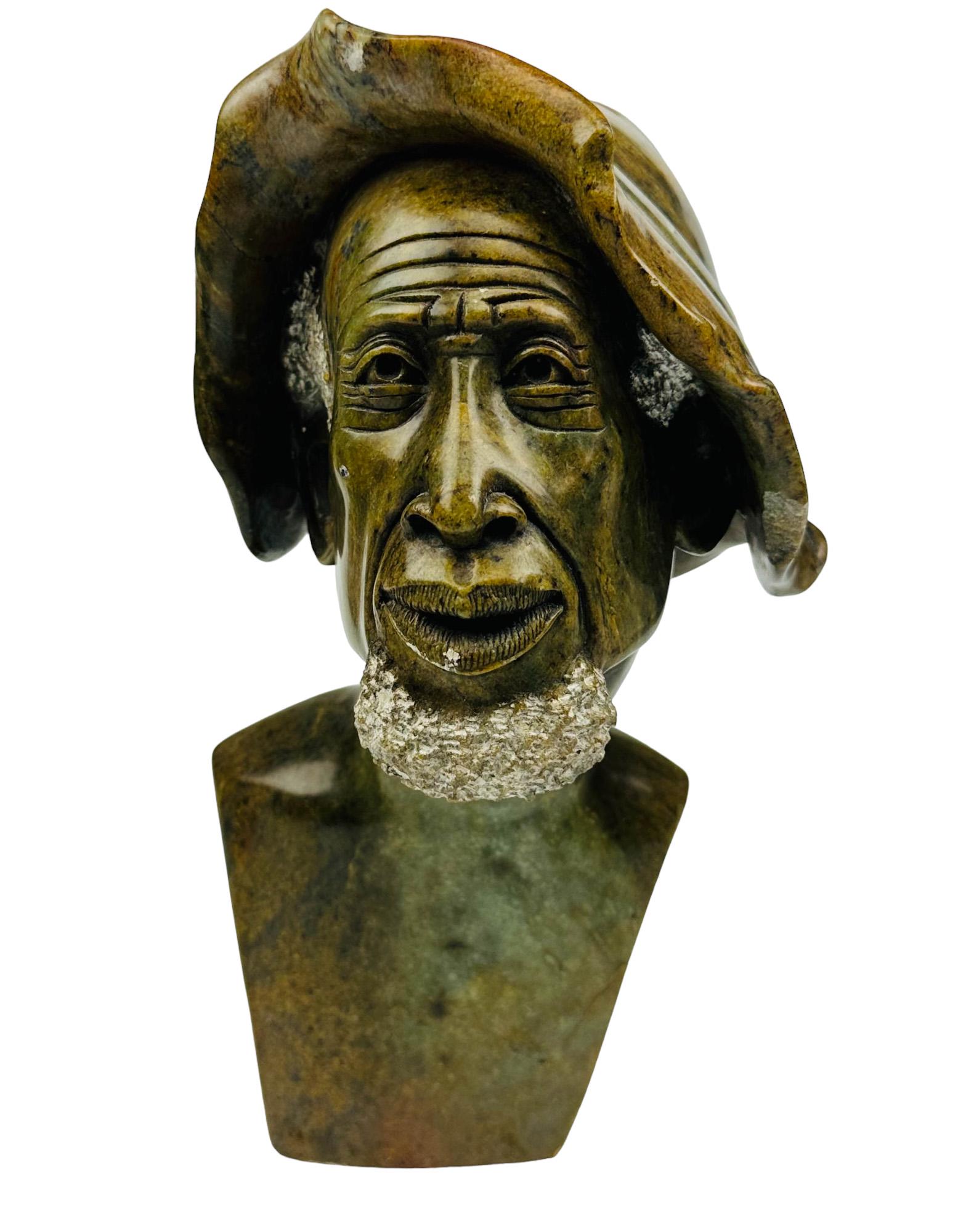 Carved Soapstone African Man Bust Head Sculpture (1 of 8)