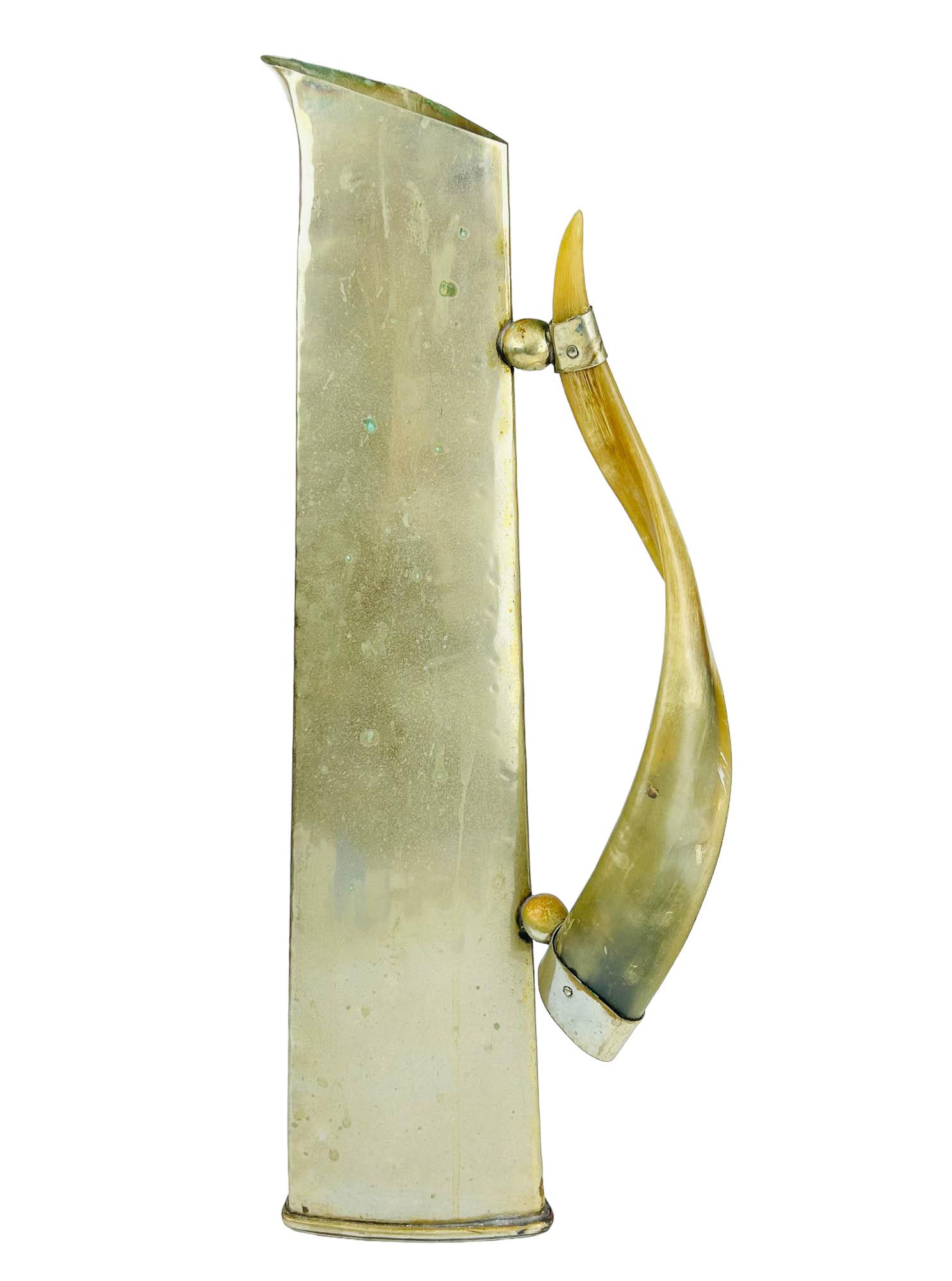 Hollywood Regency Silver Plate Horn Handle Pitcher (1 of 6)