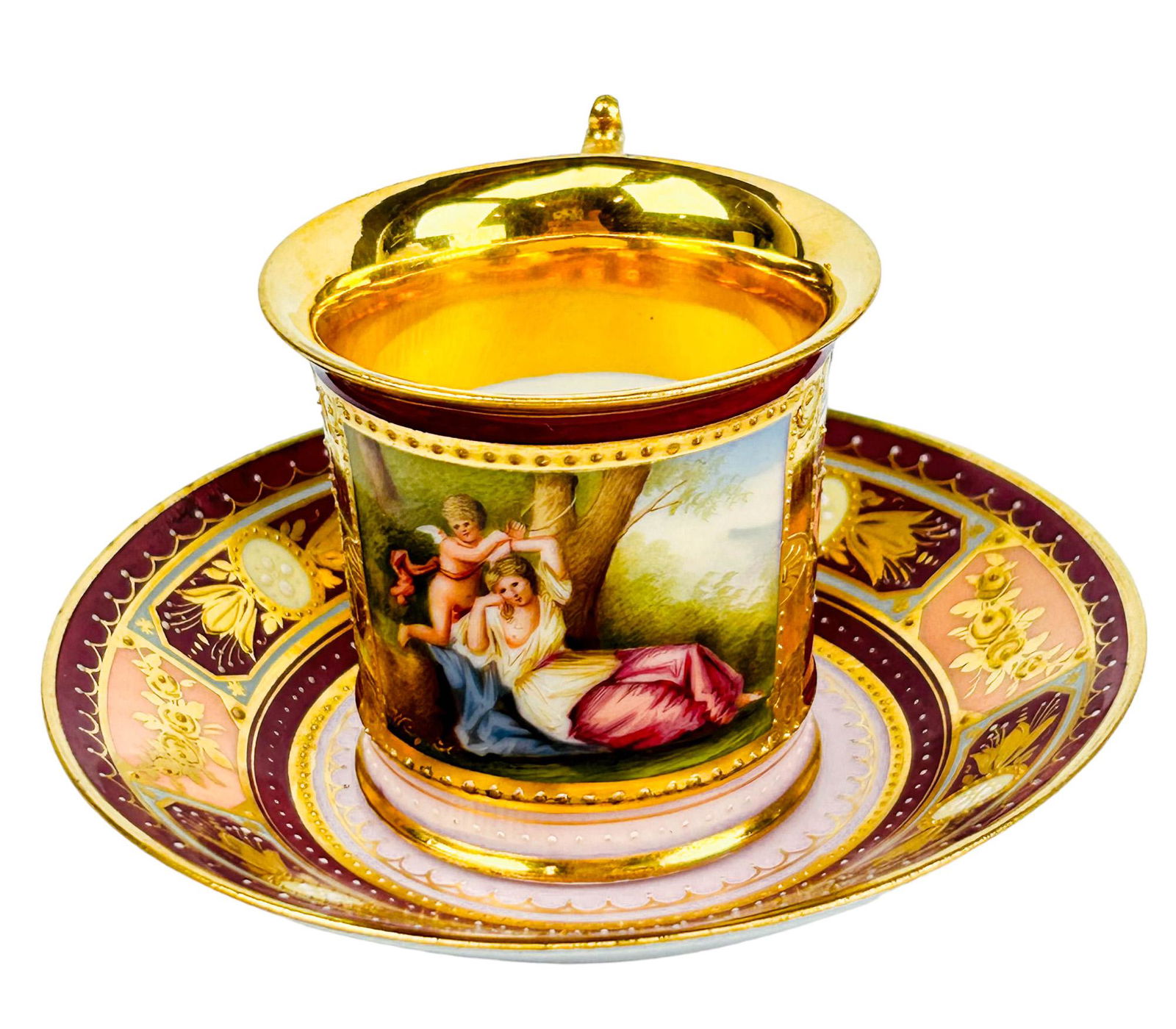 Royal Vienna Porcelain Maiden Cherub Cup & Saucer (1 of 4)