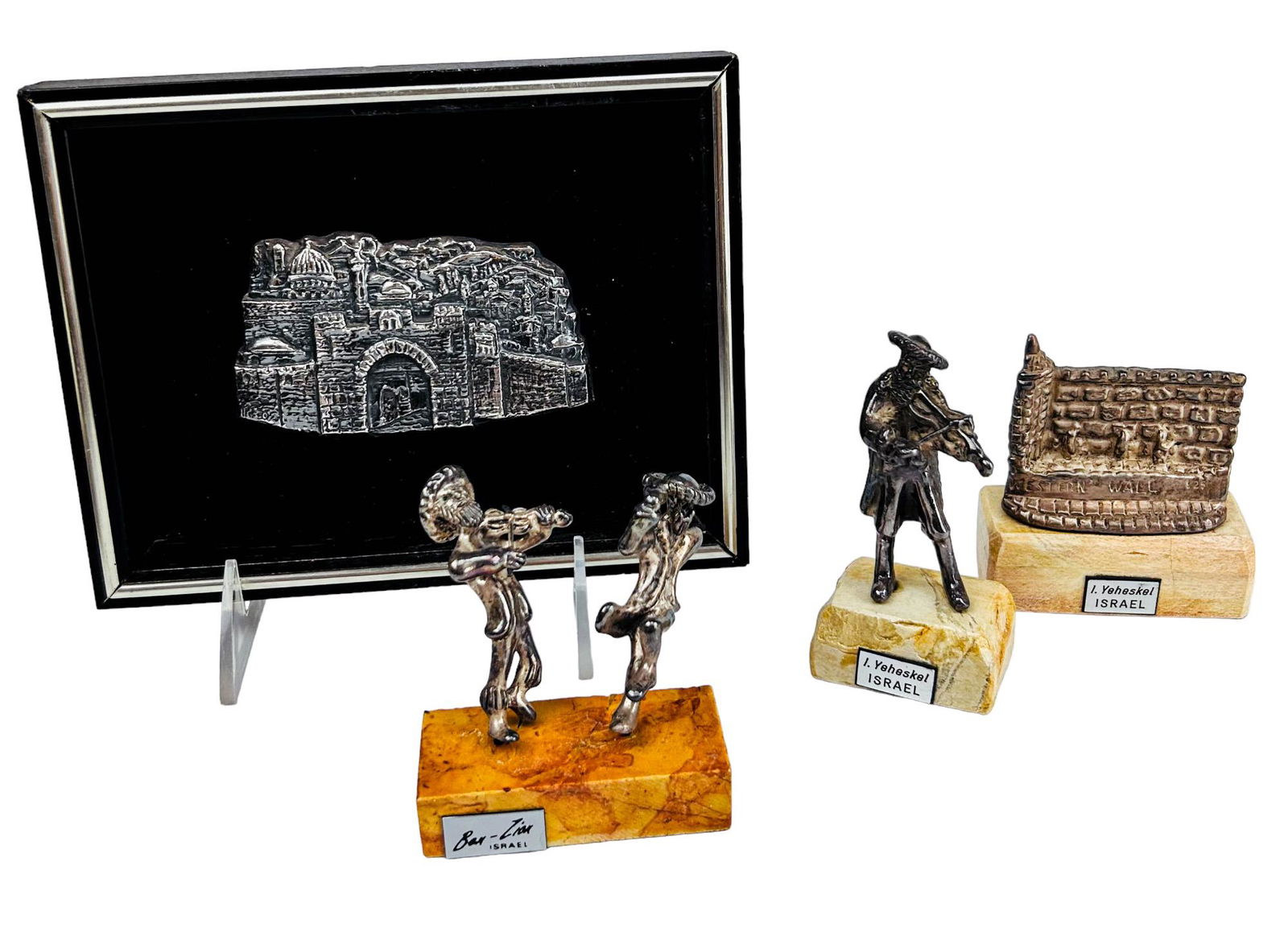 Judaica Israel Sterling Silver Figurine Plaque 4pc (1 of 5)