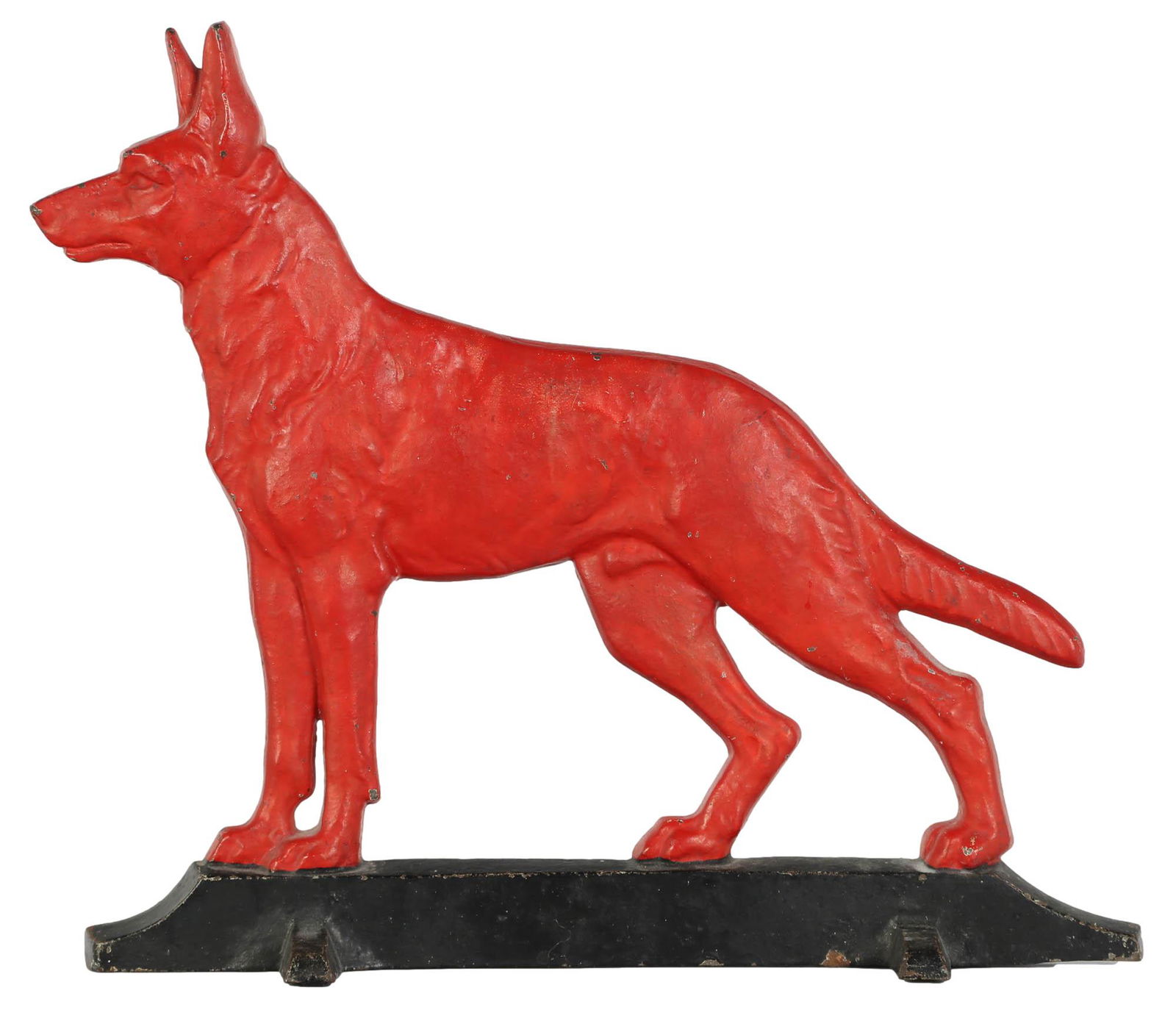 Red Cast Iron German Shepherd Guard Dog Doorstop (1 of 4)