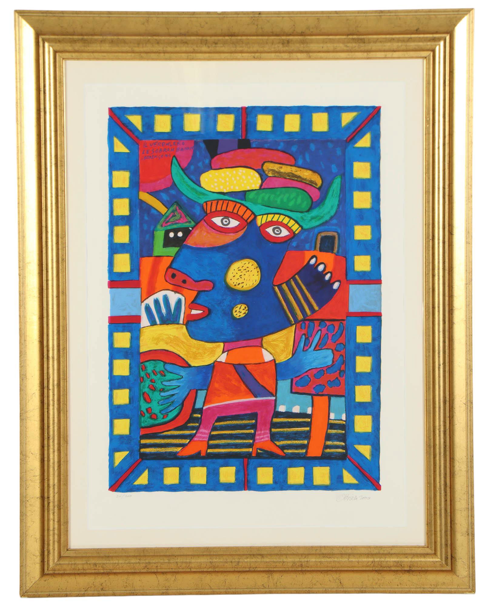 Clemens Briels b1946 Limited Edition LE Serigraph: Clemens Briels ( Netherlands Dutch, born 1946). Serigraph on paper "Il Verowlero Le Sobran Banana Berenjena". Limited edition size number 26 /200 lower left. Signed in pencil lower right and dated 200