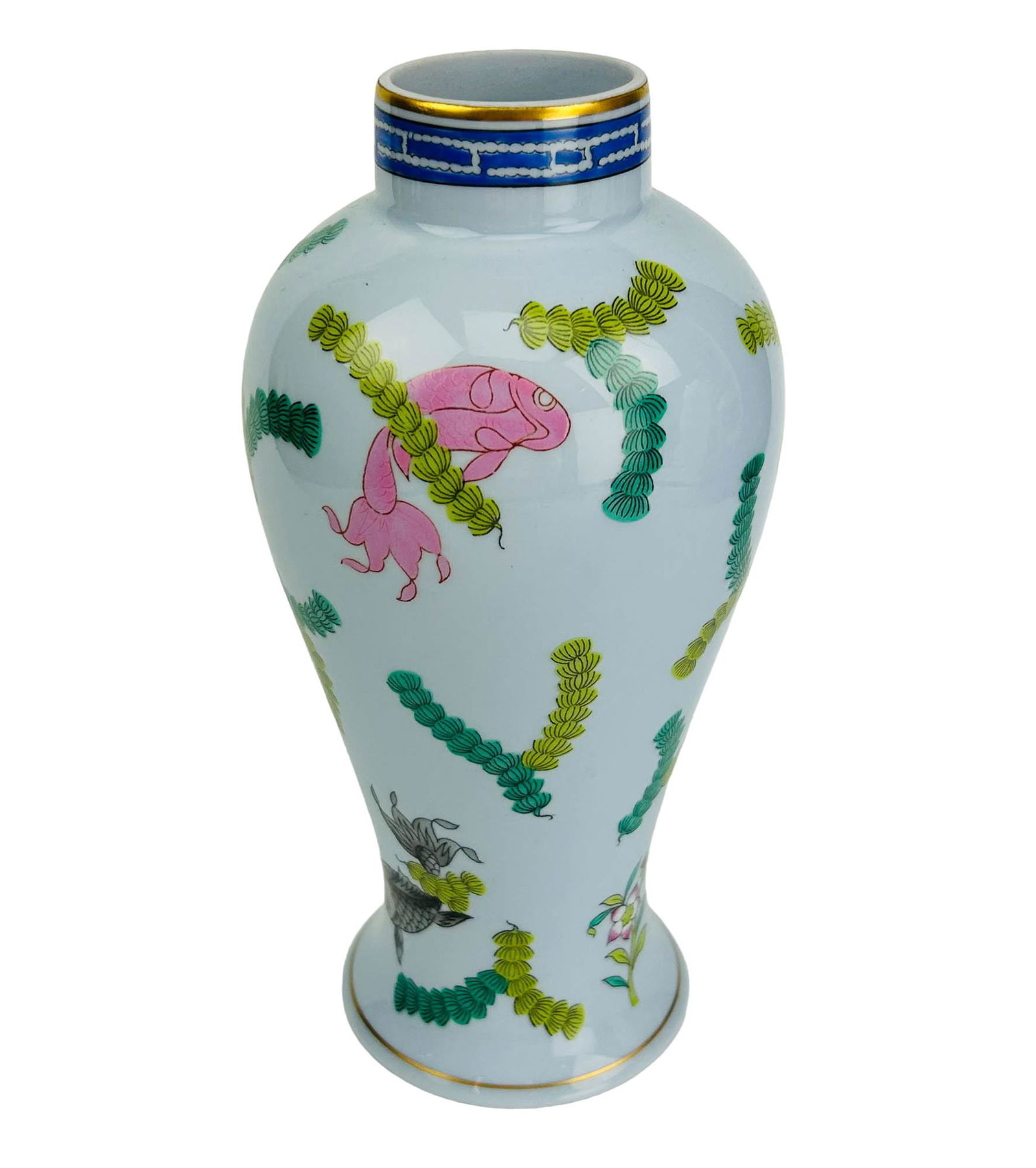 Herend Poisson Goldfish Koi Seaweed Porcelain Vase (1 of 3)