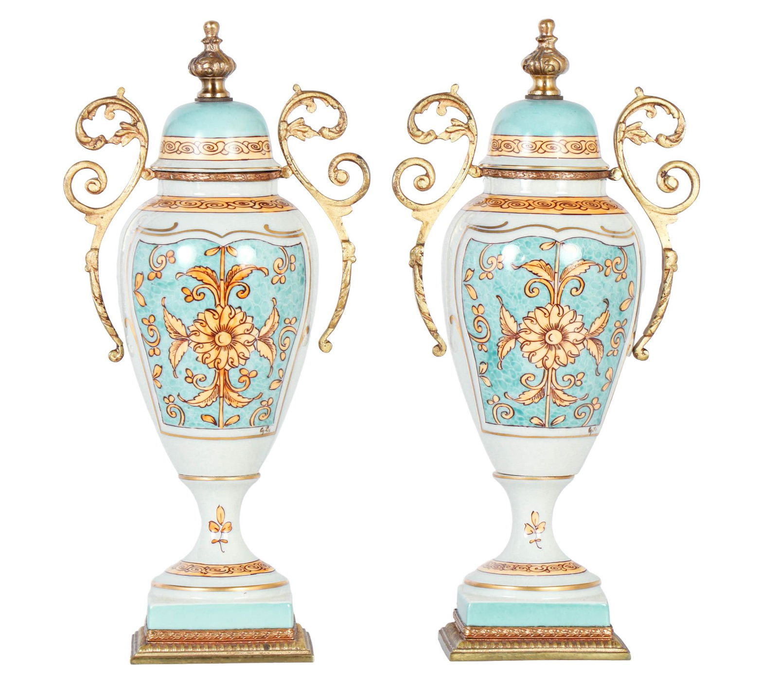 Ferdinand Bing CO French Porcelain Lidded Urns PR (1 of 6)