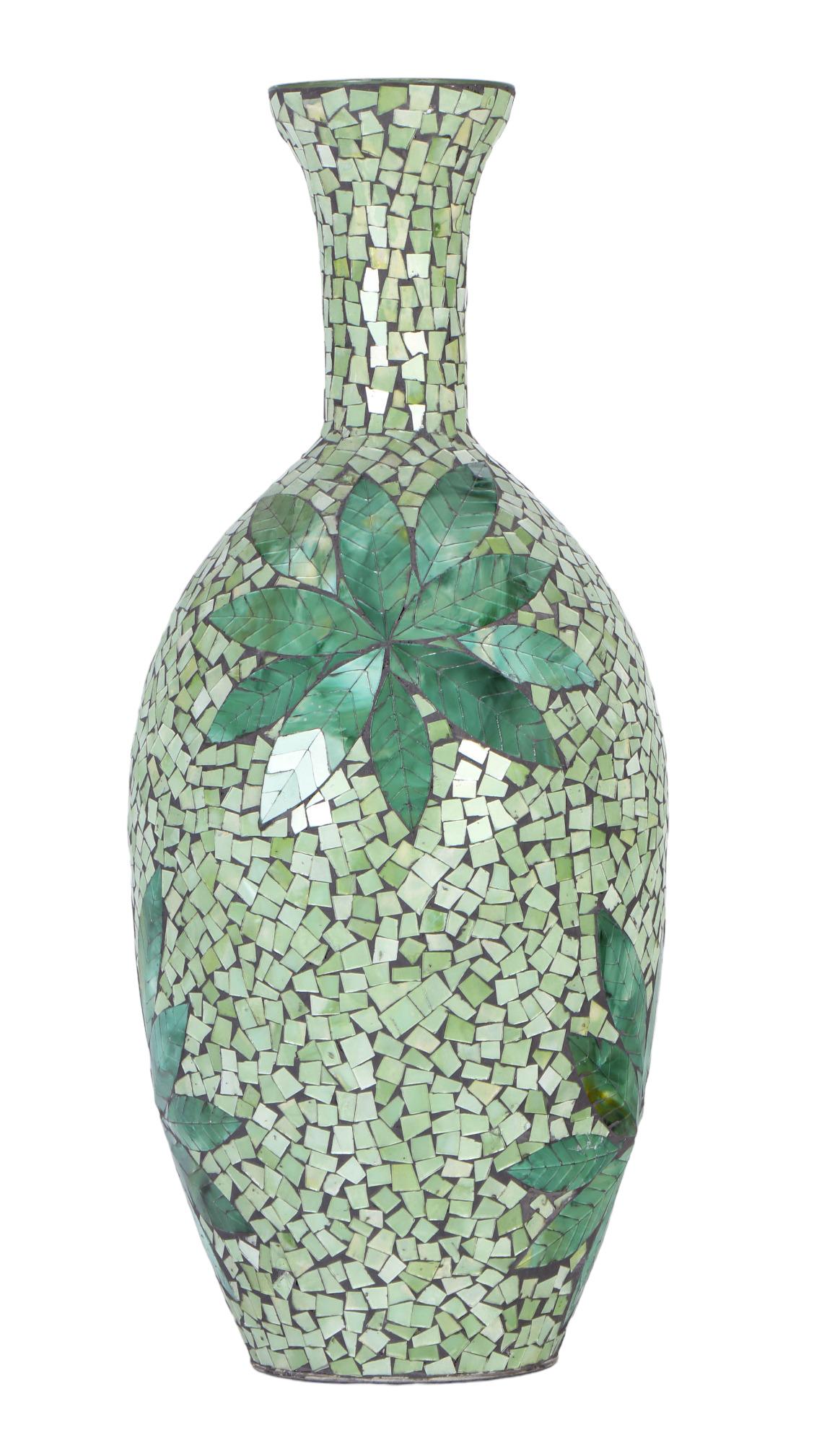 Art Pottery Green Glass Mosaic Tile 28" Floor Vase (1 of 4)