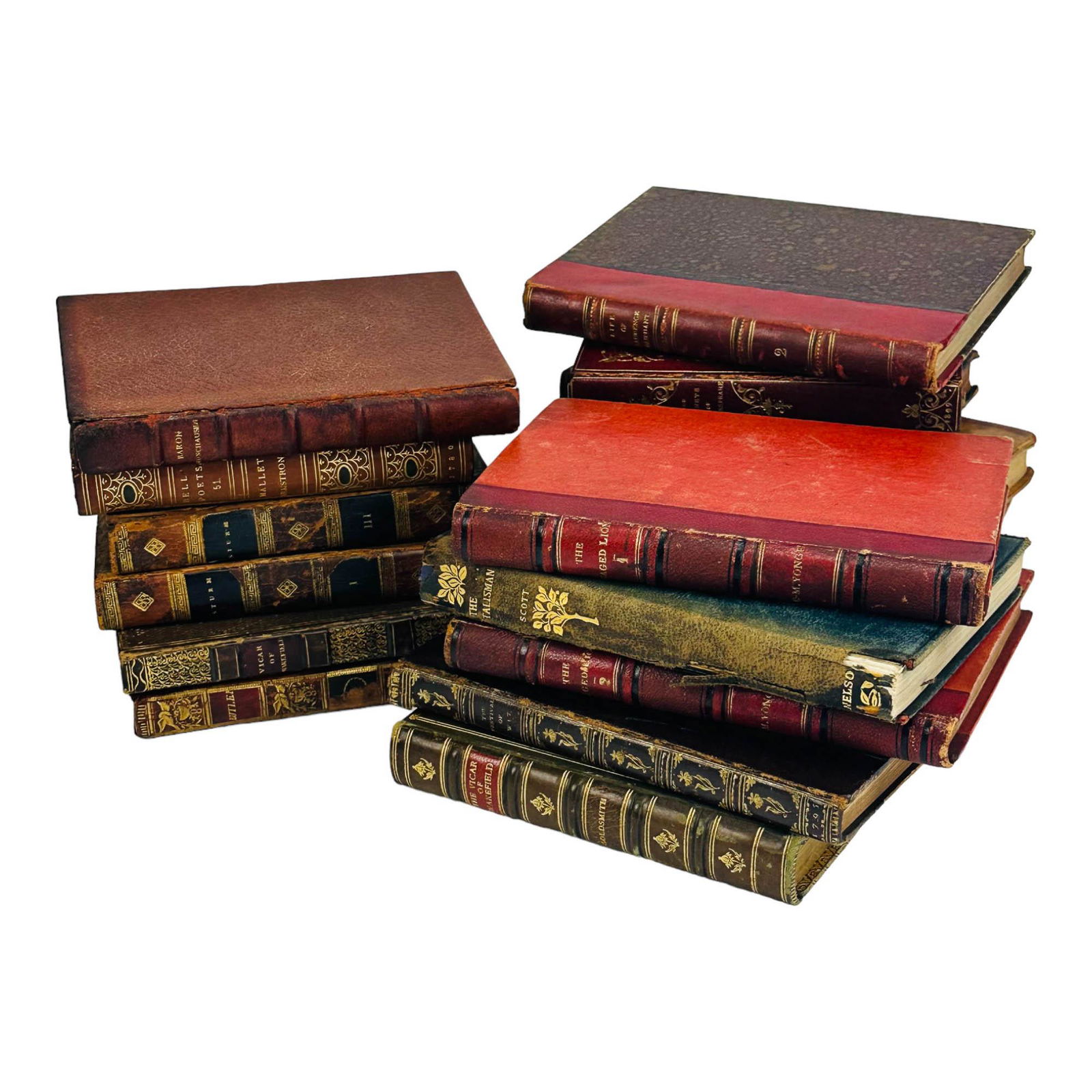 19th C Leather Bound Books Estate Collection LOT (1 of 5)