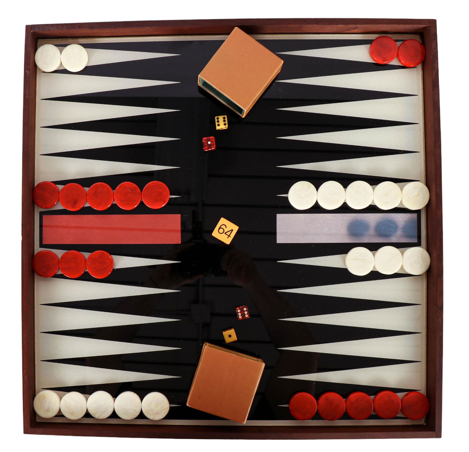 Backgammon Glass Top Board Game Table w Chips (1 of 5)