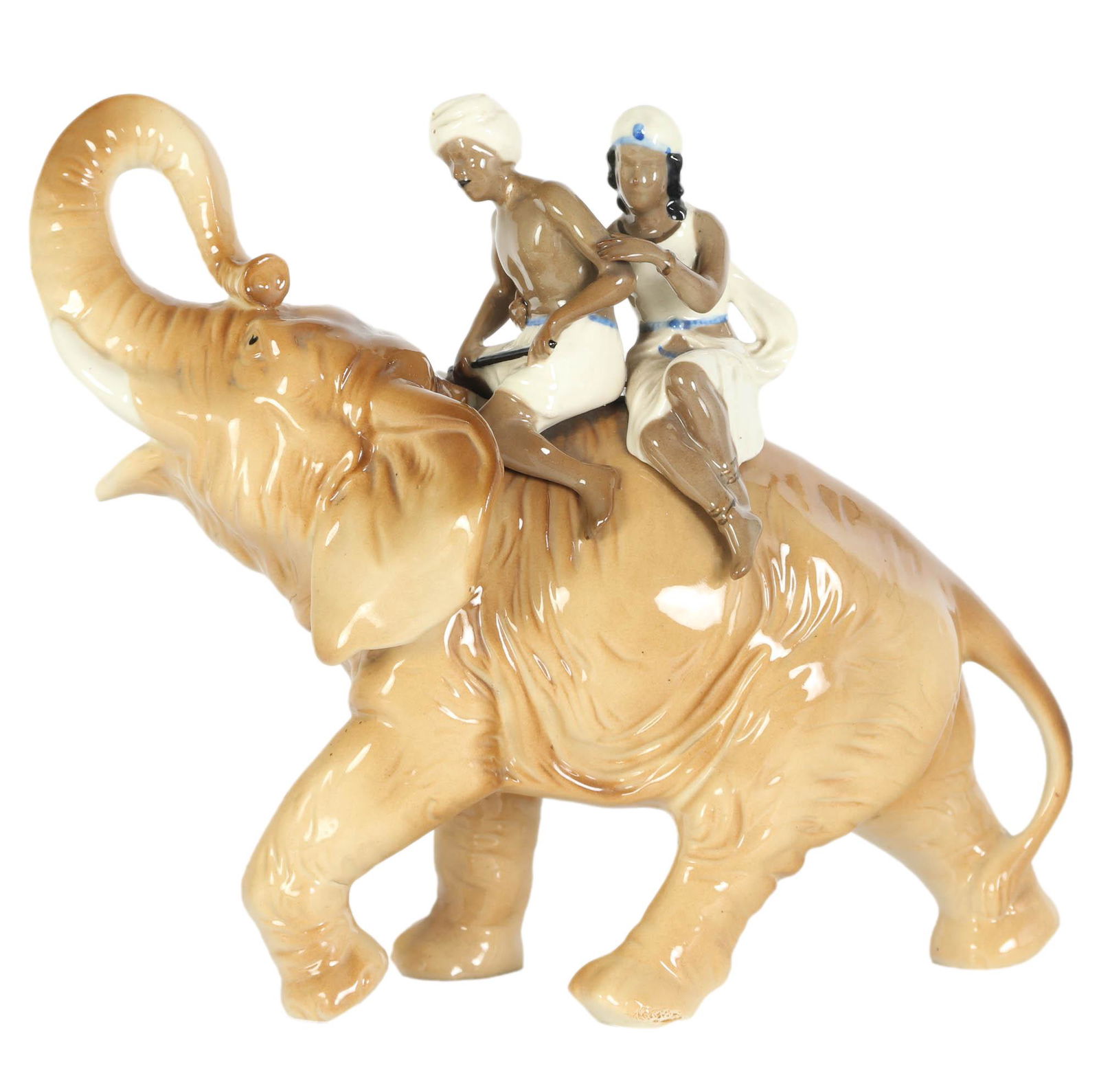 Porcelain Orientalist Riding Elephant Figurine (1 of 6)