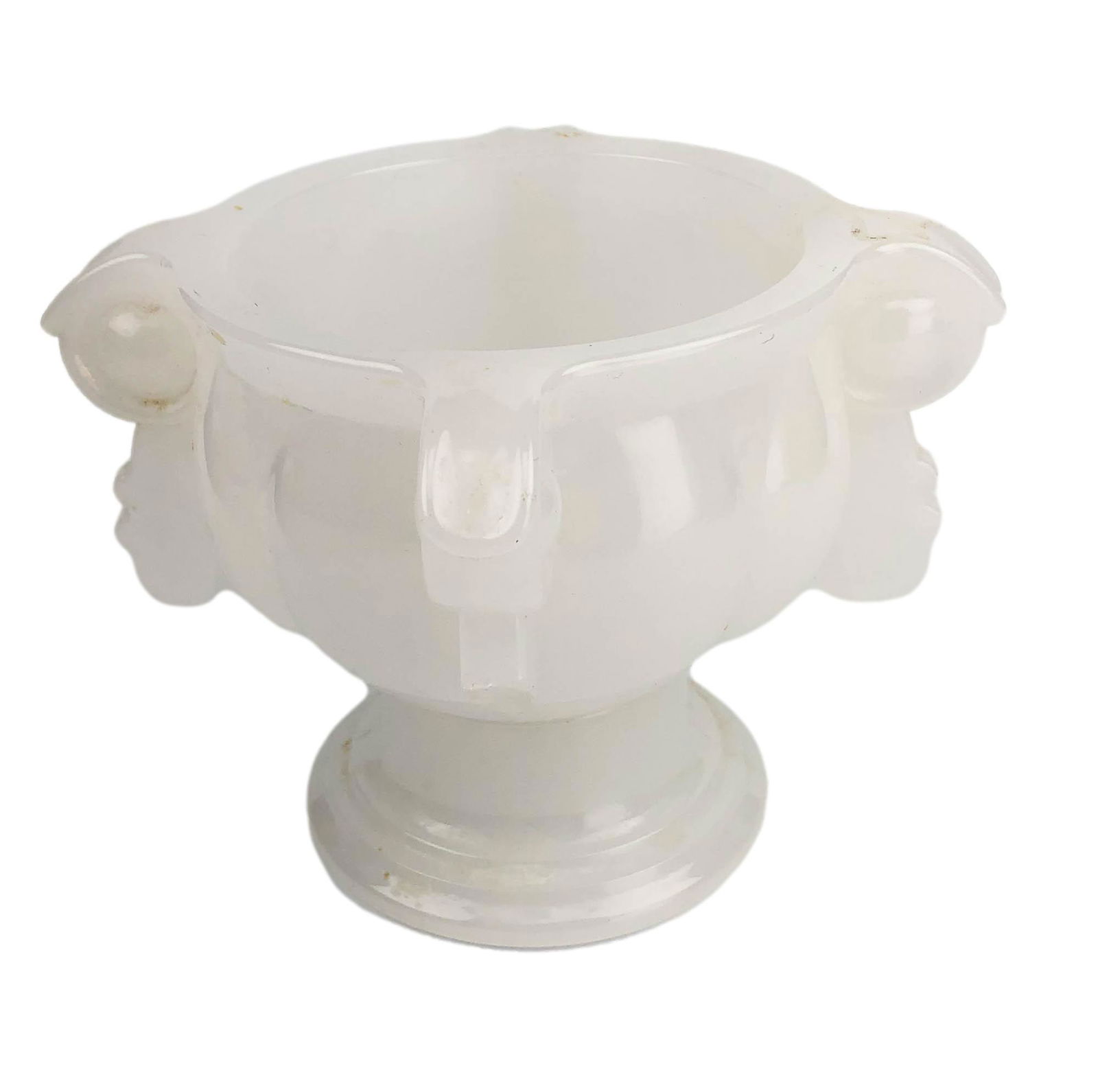 Chinese White Jade Glass Footed Vessel Shelf Vase (1 of 4)