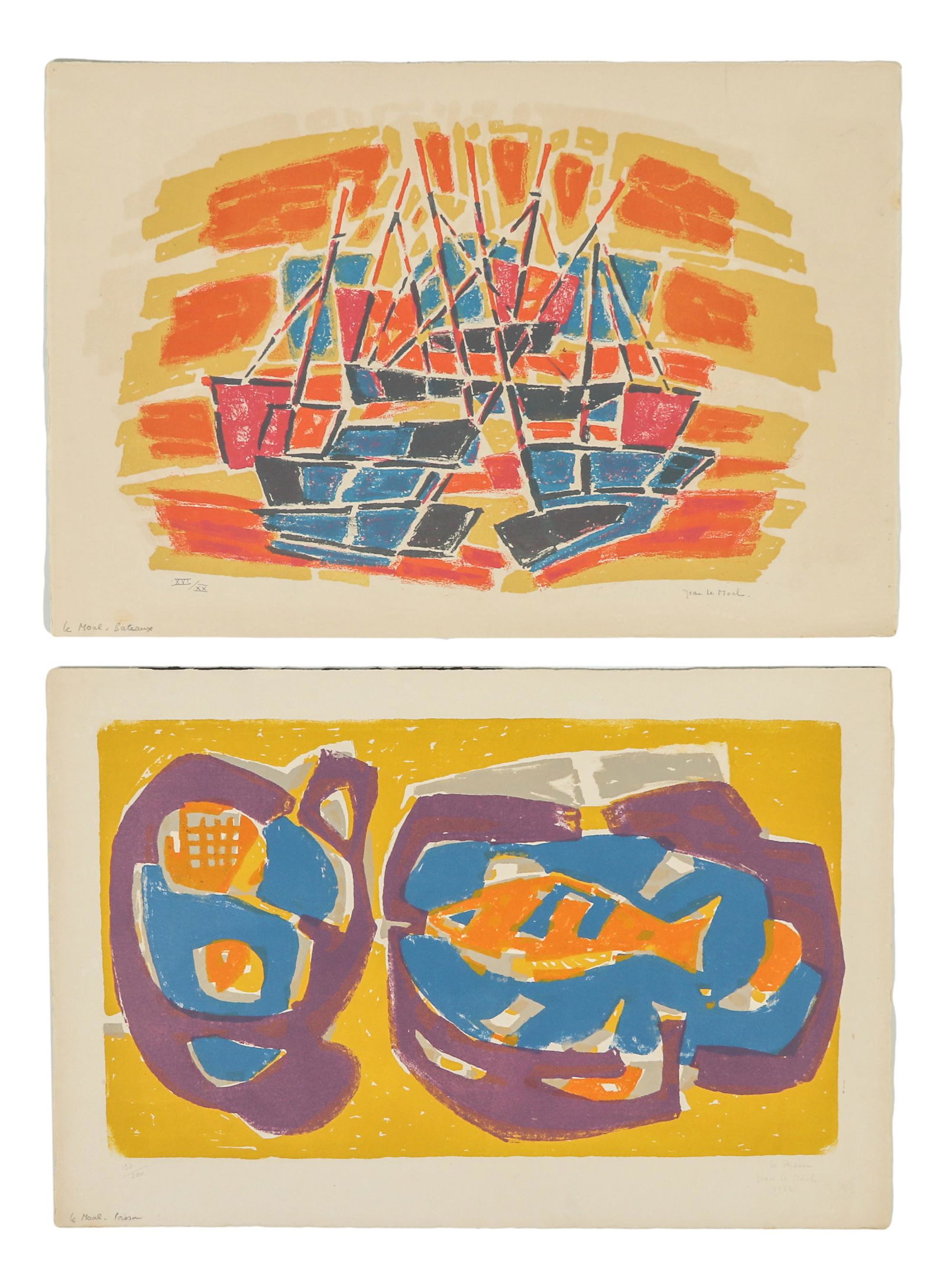 Jean Le Moal 1909-2007 Color Litho SIGNED 2pc LOT (1 of 6)