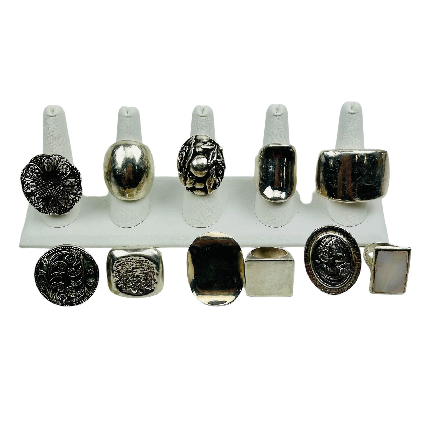 Estate Lot 11 Designer Sterling Silver Rings 164g (1 of 5)