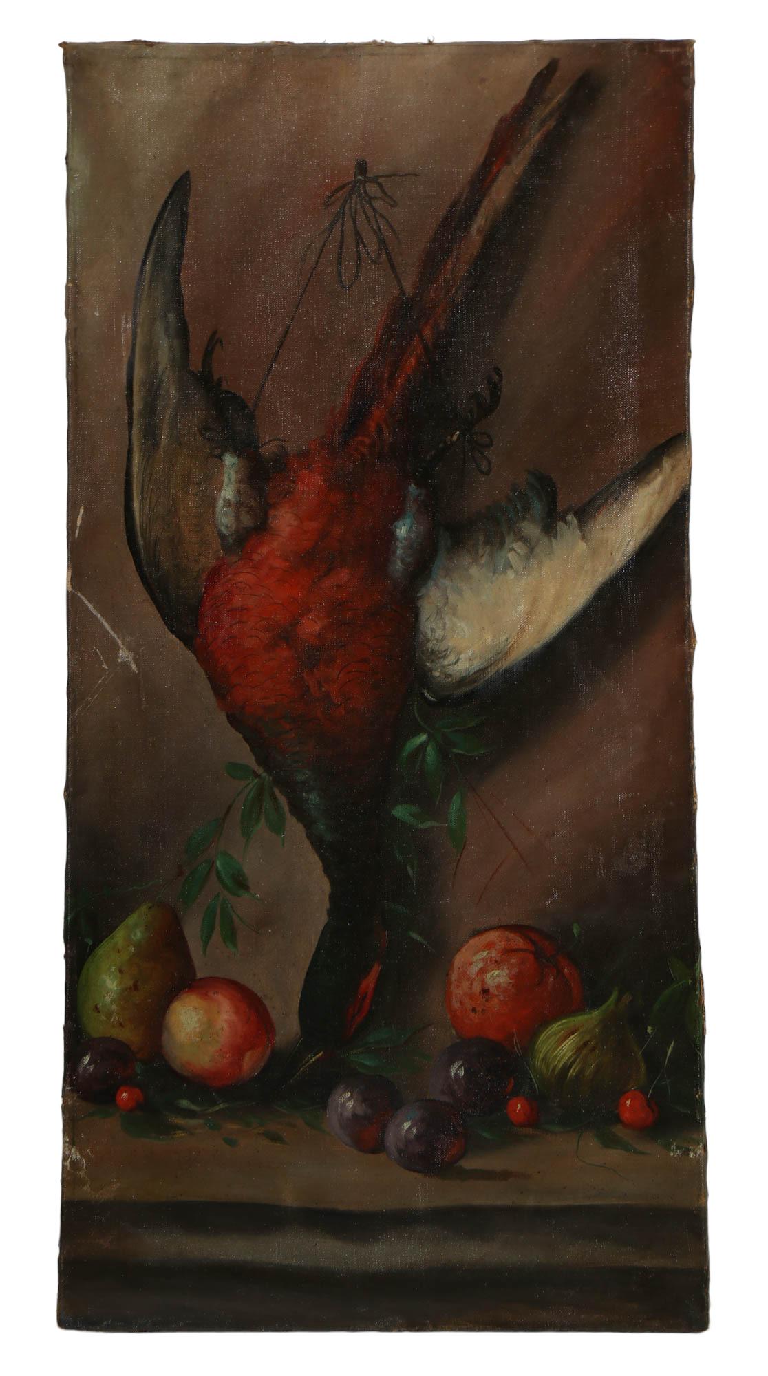 Antique Game Bird & Vegetables Still Life Painting (1 of 3)