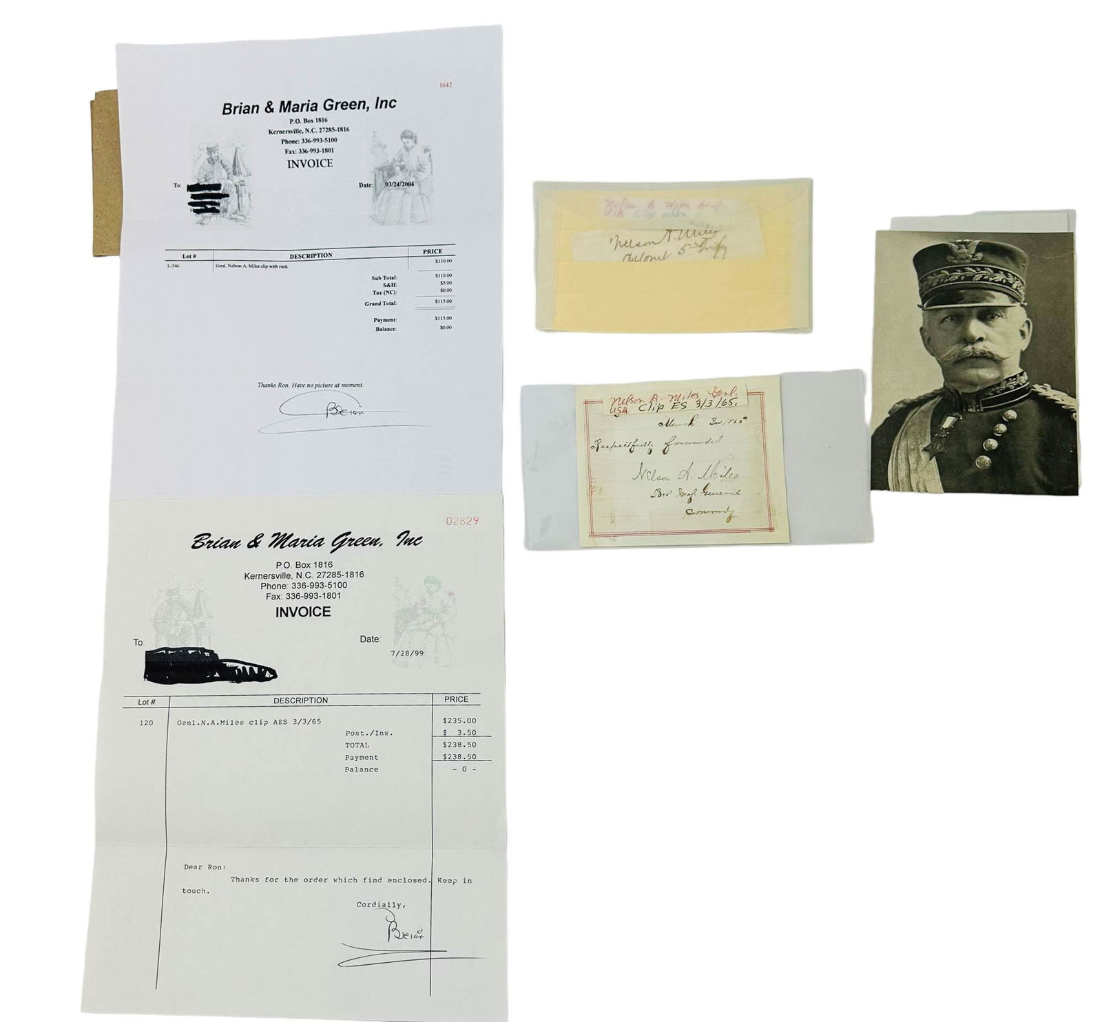 Civil War General Nelson Miles Autographed Notes (1 of 4)