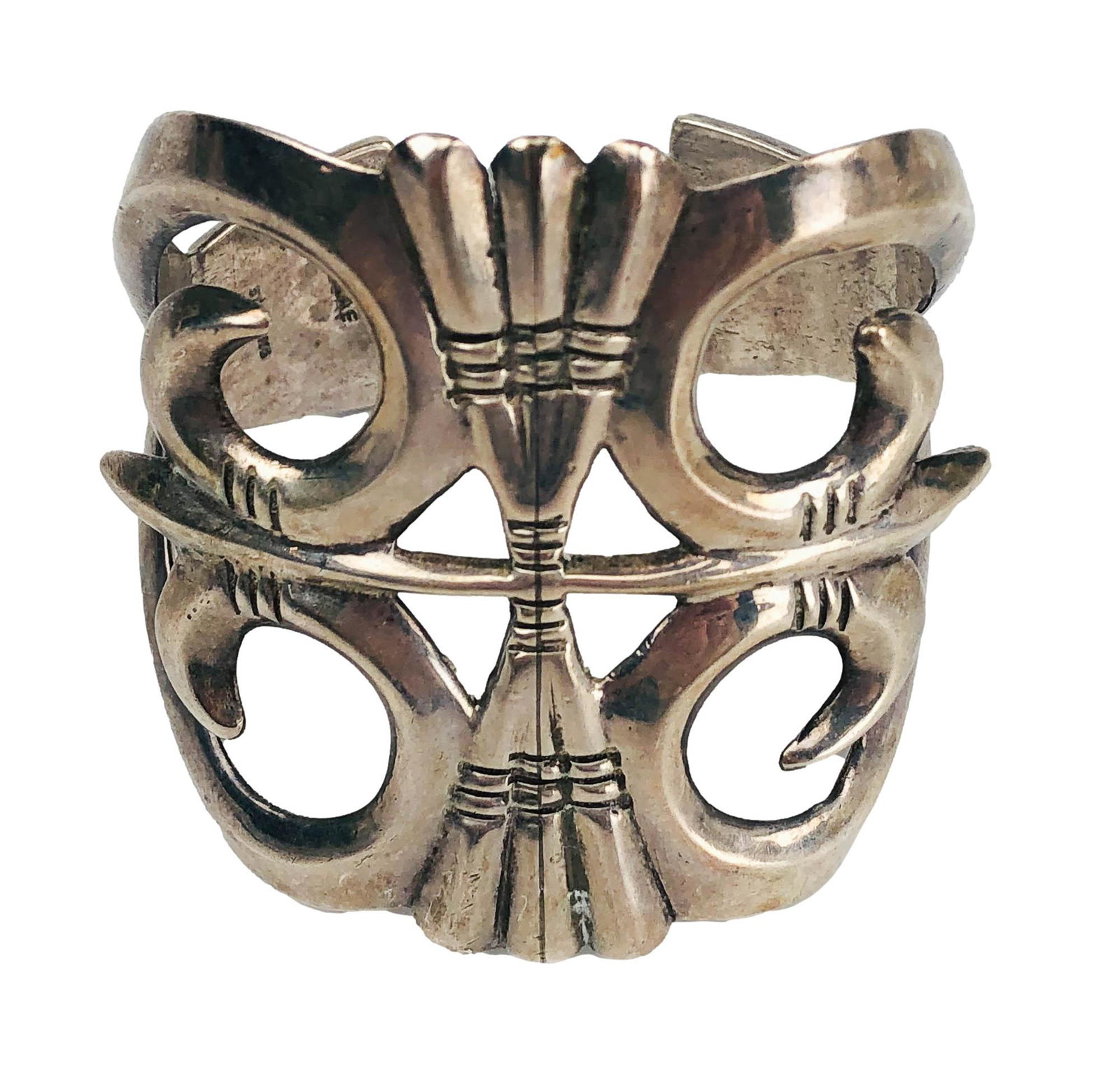 Native American Navajo Signed Sand Cast Bracelet (1 of 3)