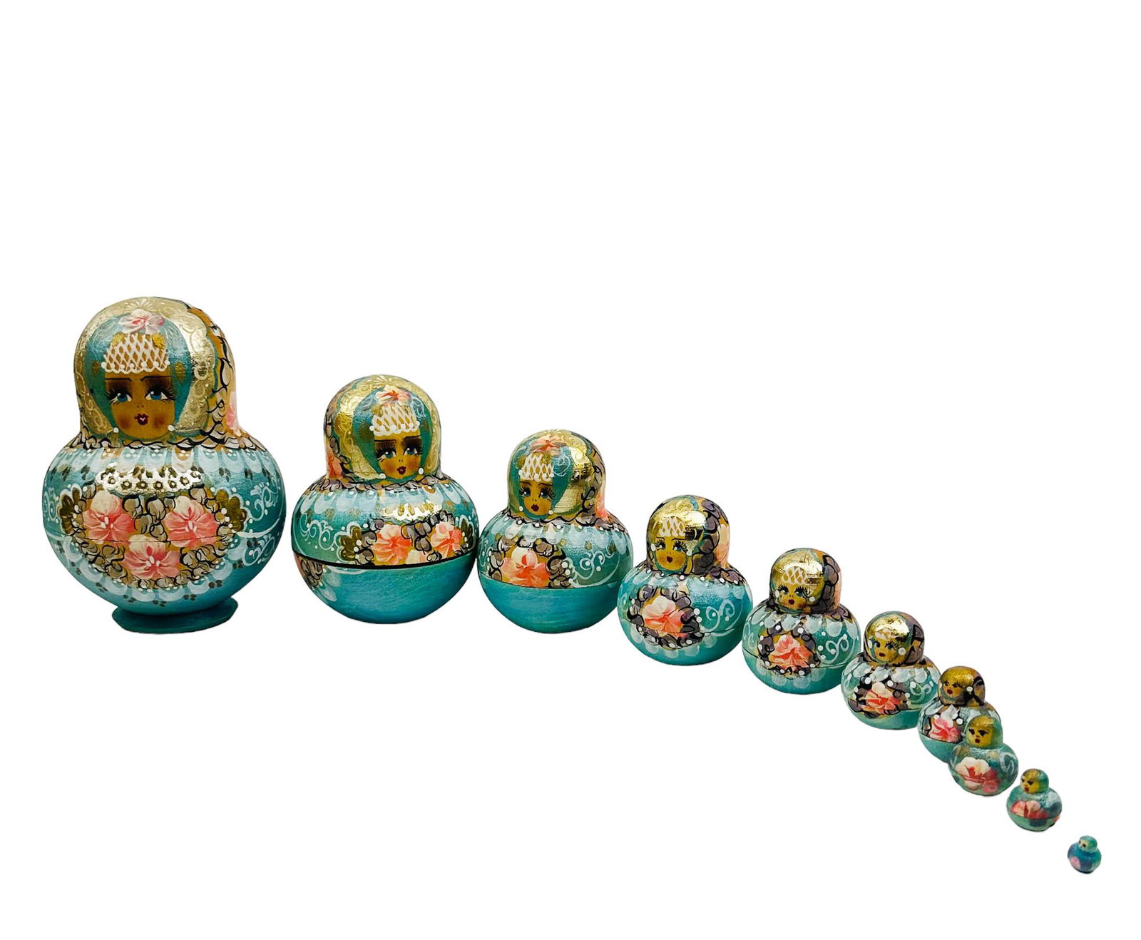 Russian Matryoshka Stacking Wood Nesting Doll x10 (1 of 4)