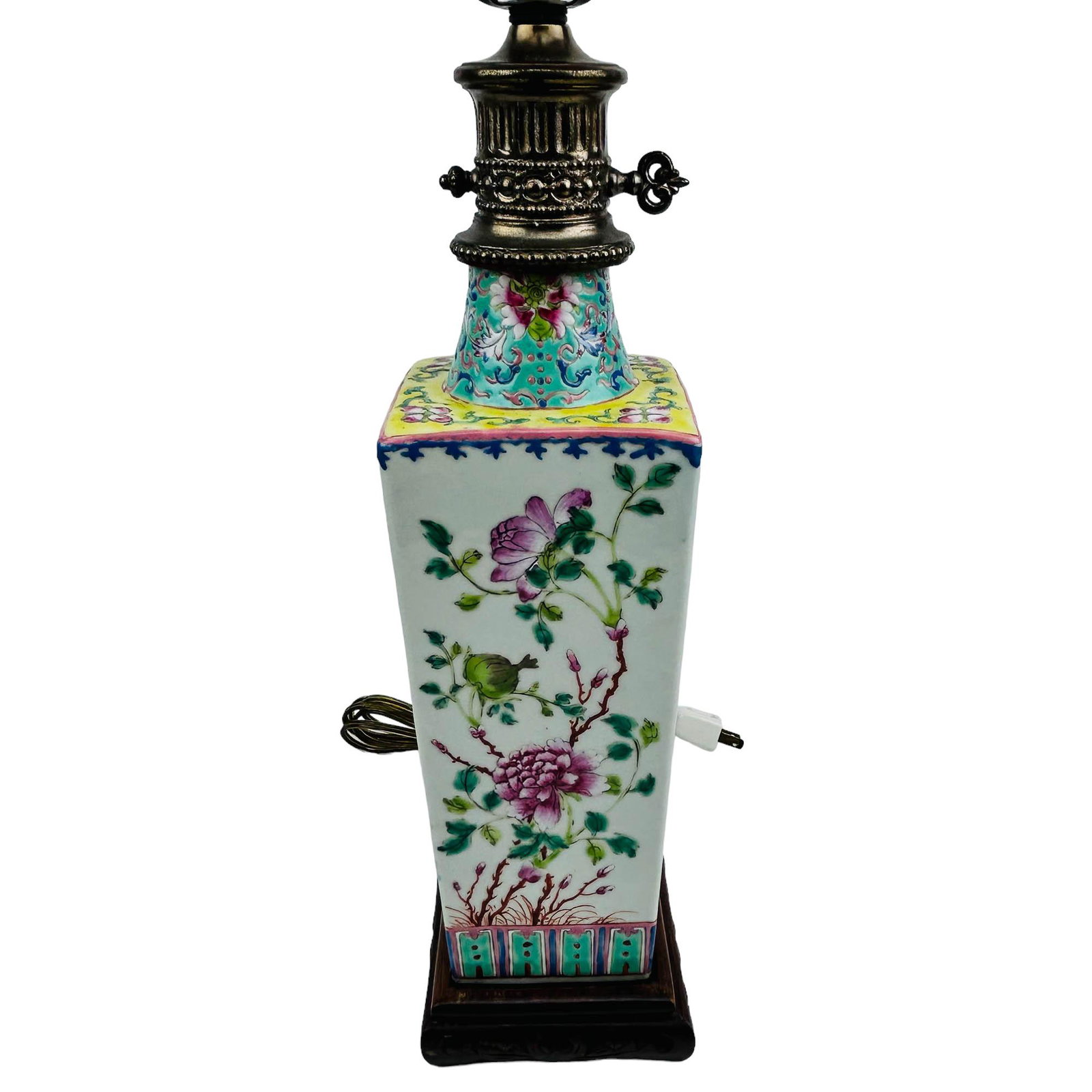 Chinese Famille Rose Floral Porcelain Table Lamp (1 of 6)