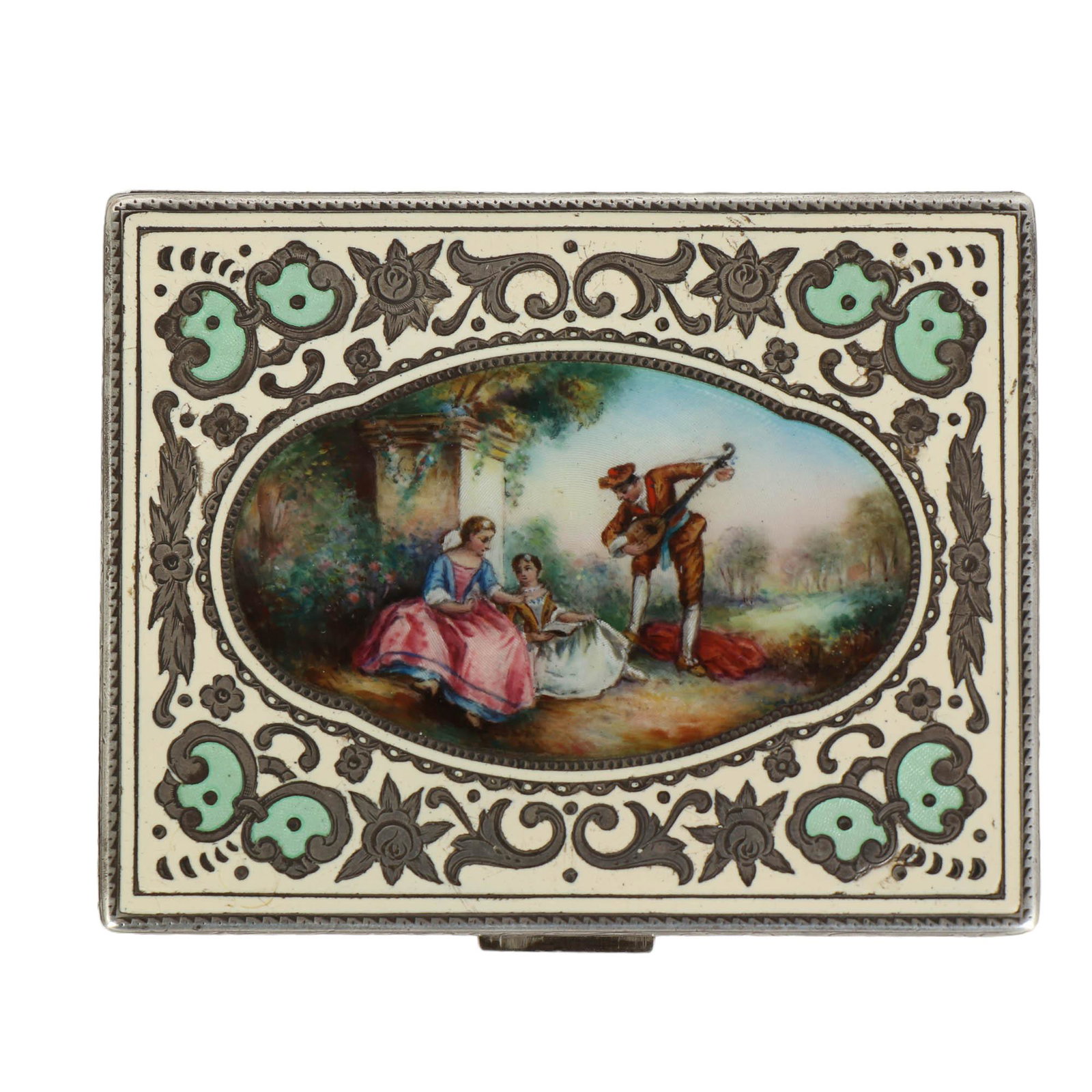Antique European Sterling Silver Enameled Compact (1 of 5)