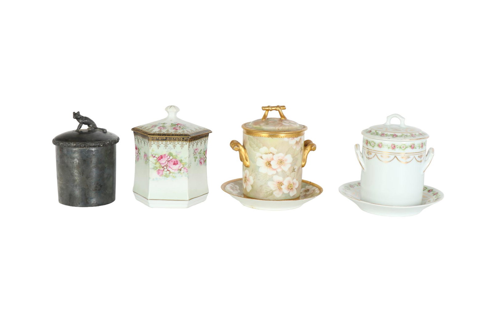 Porcelain & Silverplate 4pc Condensed Milk LOT (1 of 4)