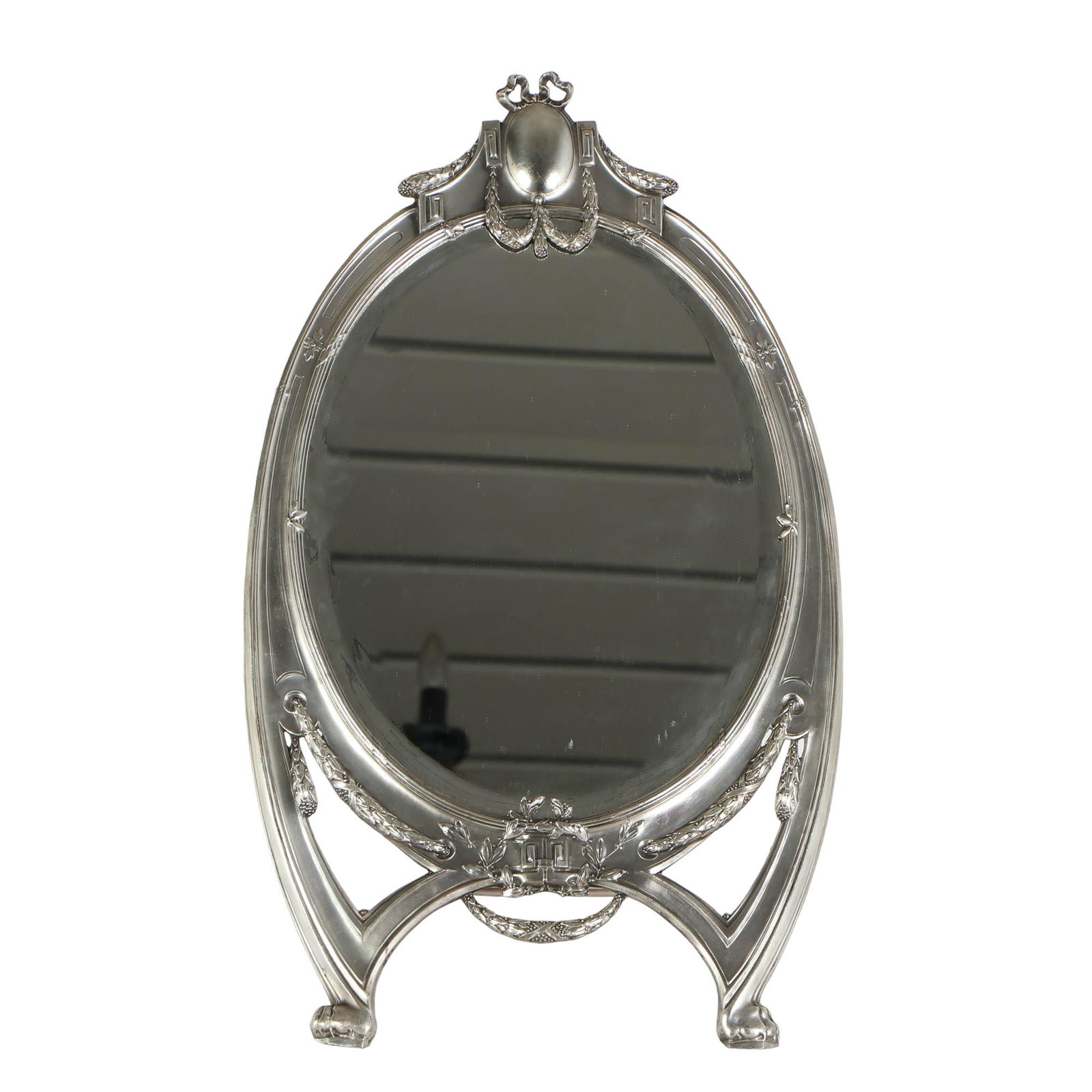 Art Nouveau Silver Plate Framed Dresser Top Mirror (1 of 5)