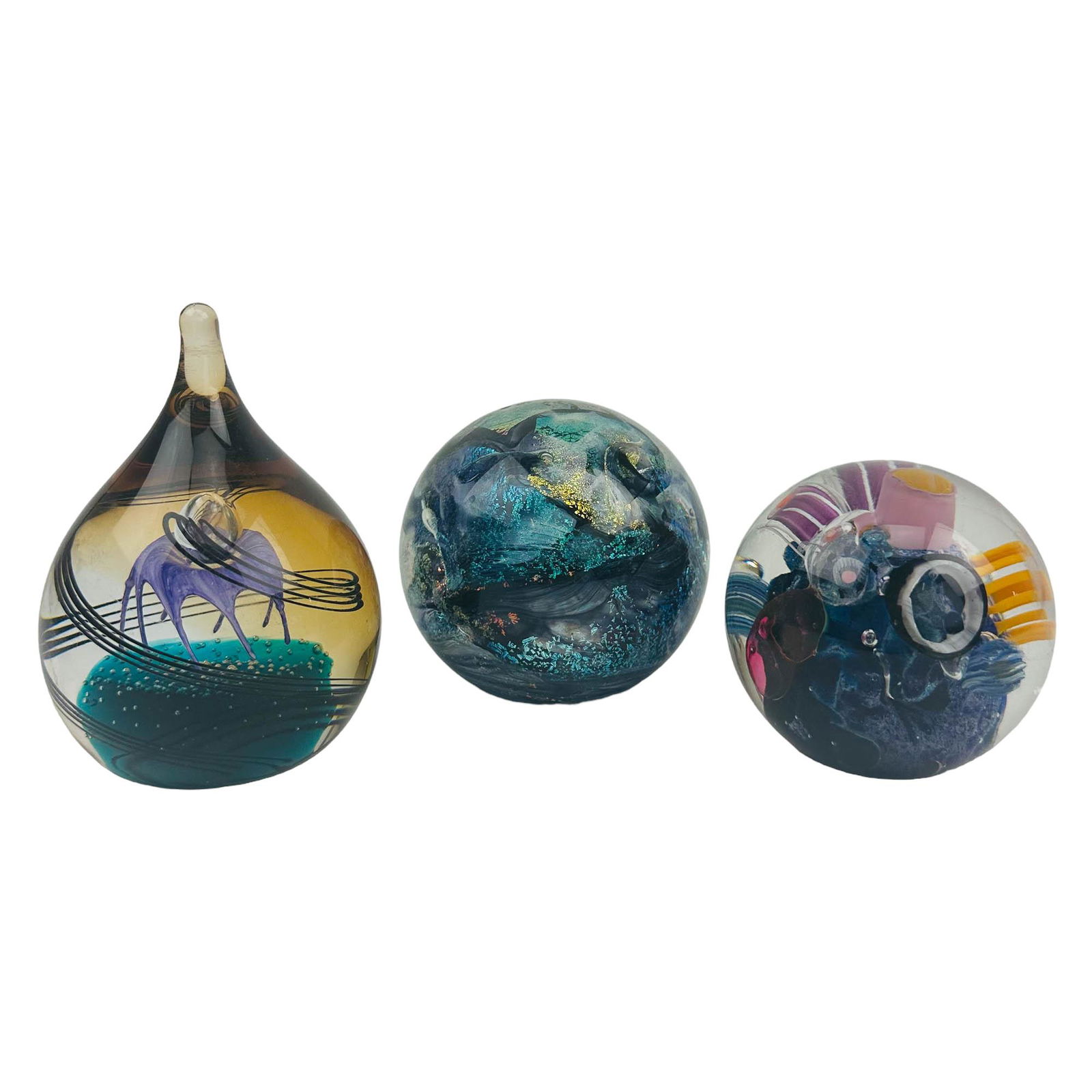 Boux Wolery & Caithness Glass Paperweight 3pc LOT (1 of 5)