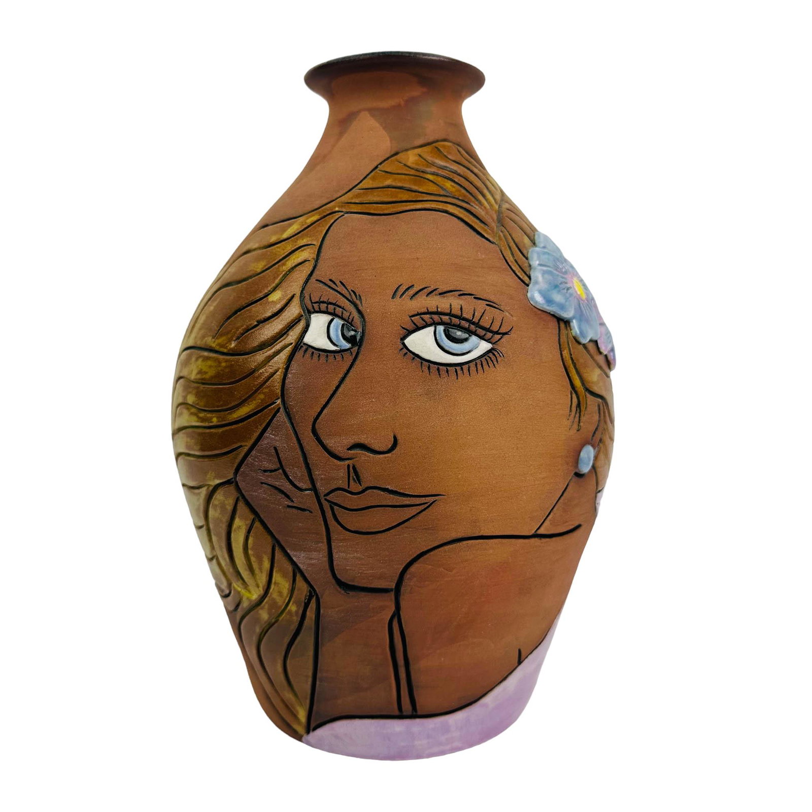A&A Studio Art Pottery Lady Portrait Floral Vase (1 of 4)