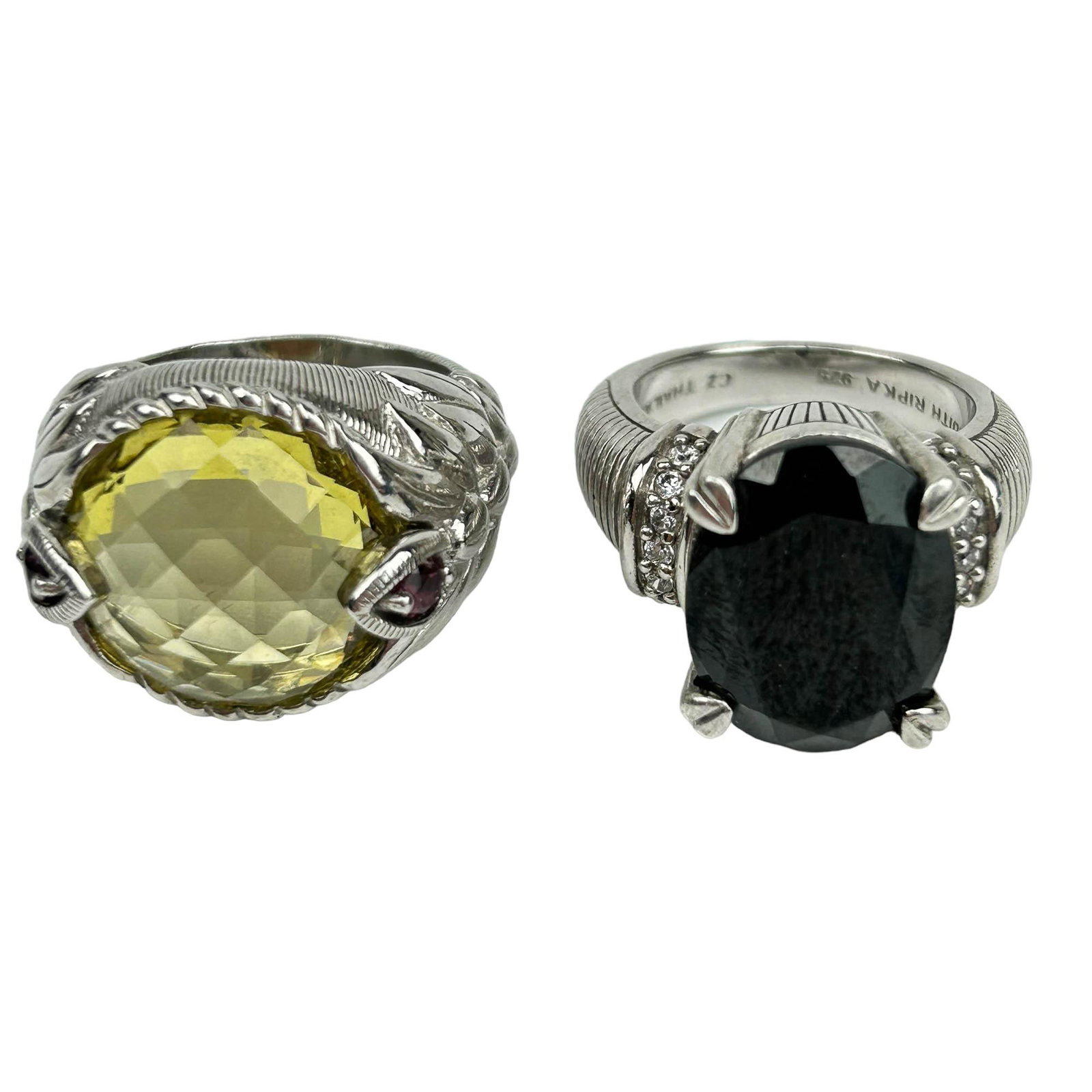 Judith Ripka Sterling Citrine & Onyx Ring 2pc LOT (1 of 4)