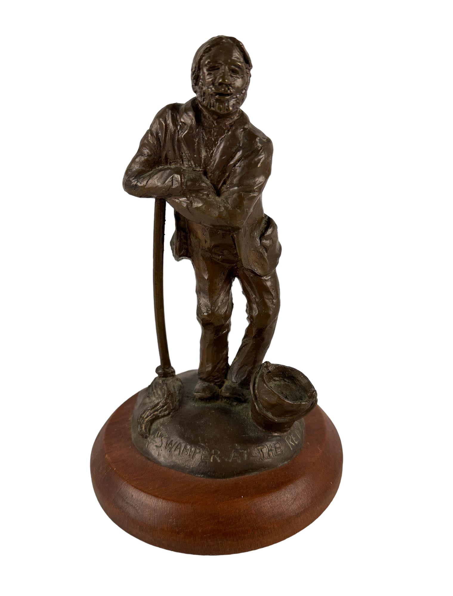 Tom Knapp 1925-2015 Man w/ Mop Bronze Sculpture (1 of 7)