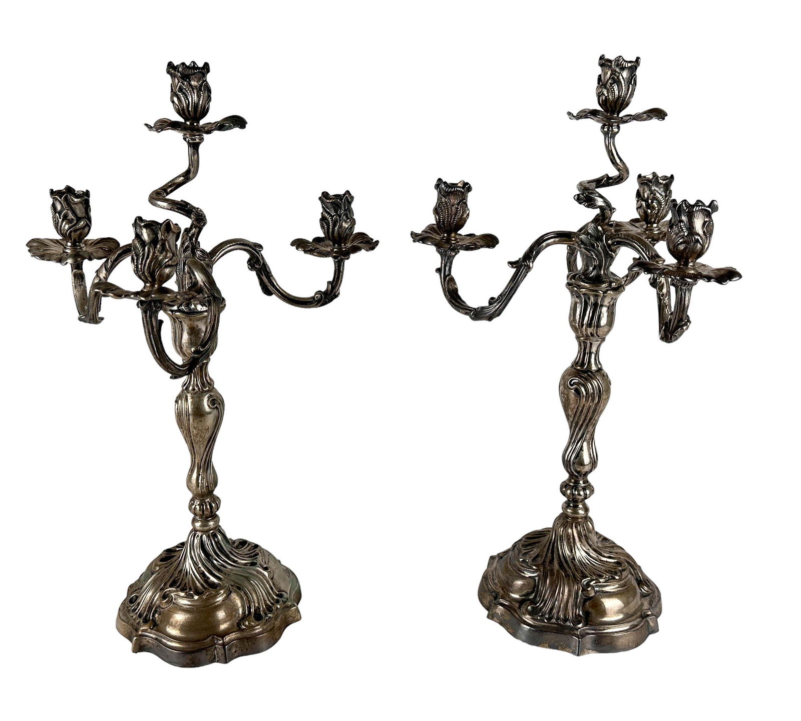 19C Weighted 800 Germany Silver Candelabras PAIR (1 of 7)