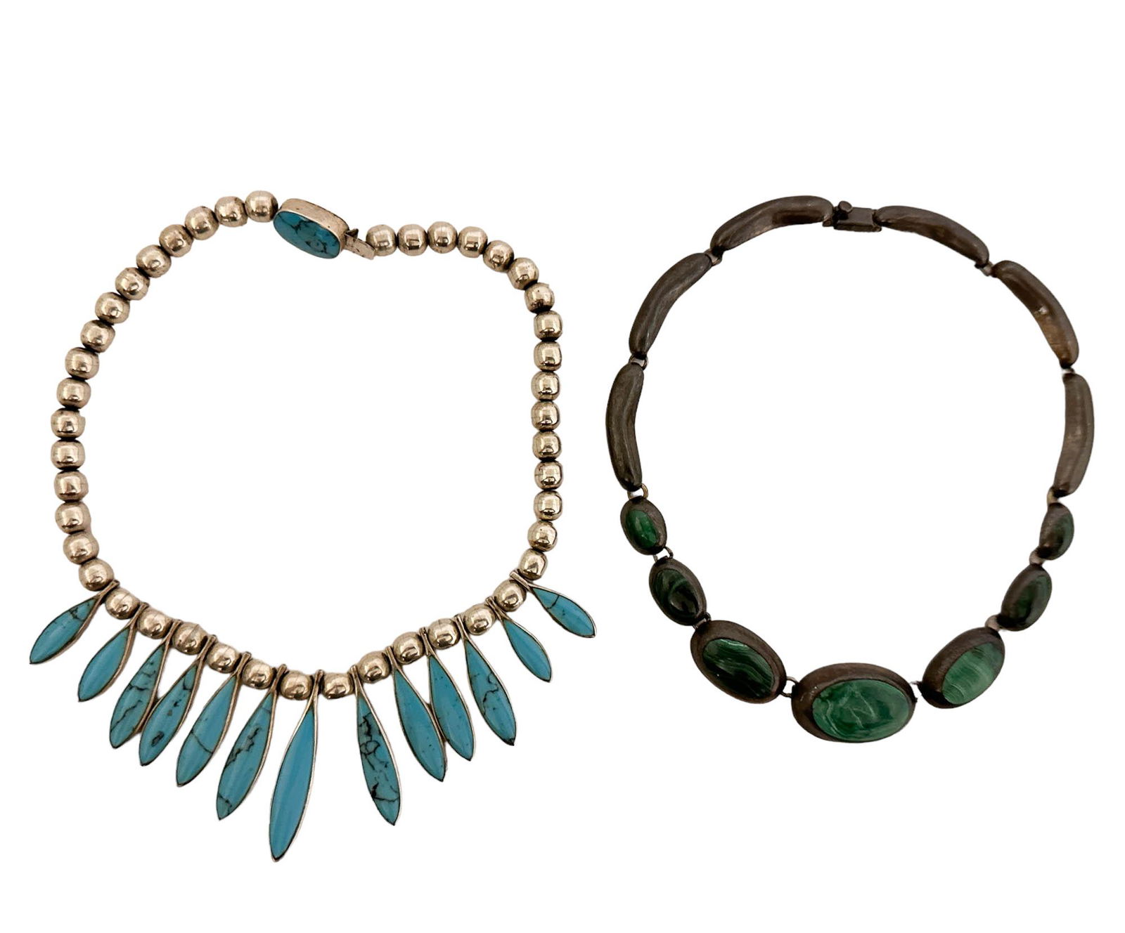 Mexico Sterling Turquoise & Malachite Necklace LOT (1 of 5)