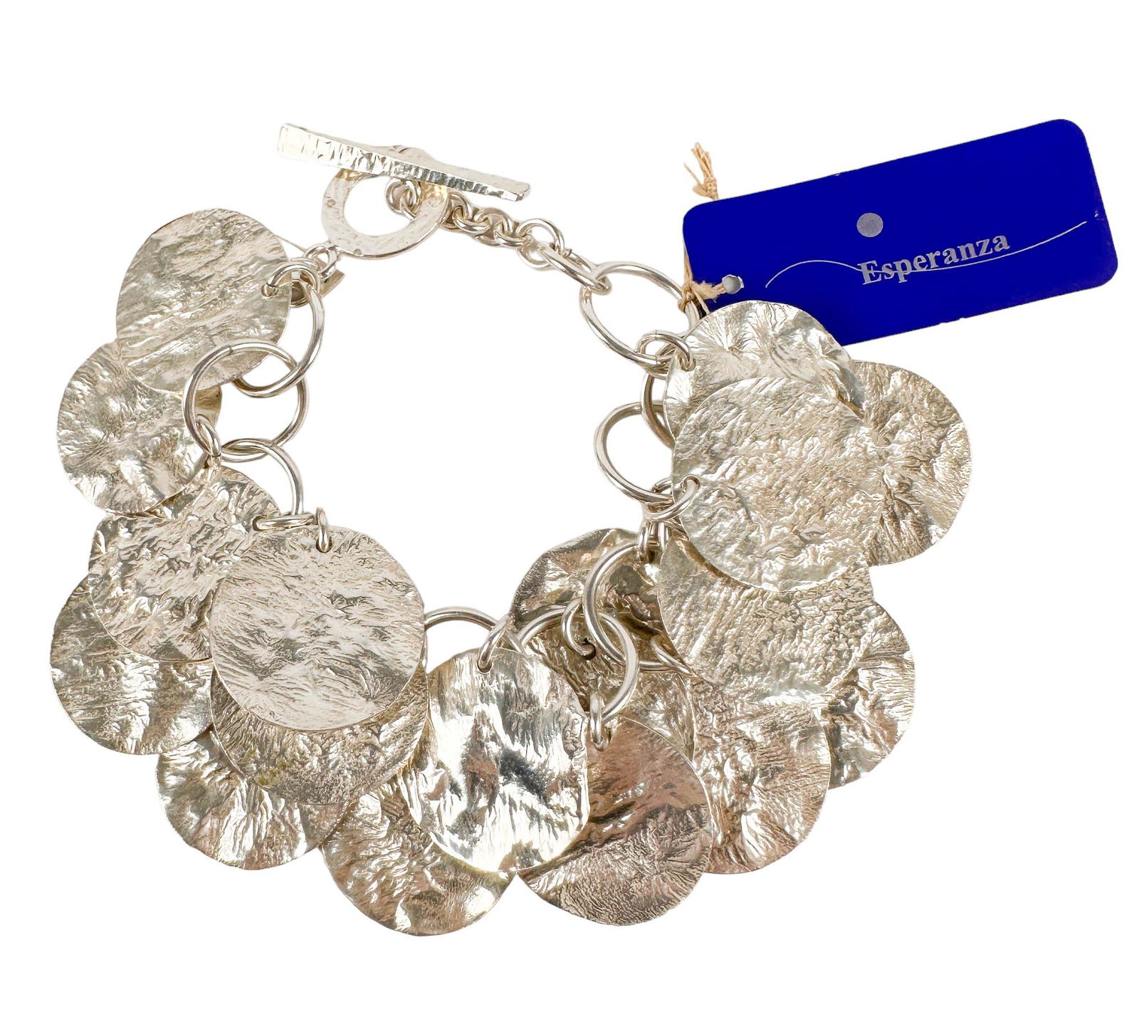 Esperanza Mexico Hammered Sterling Charm Bracelet (1 of 5)