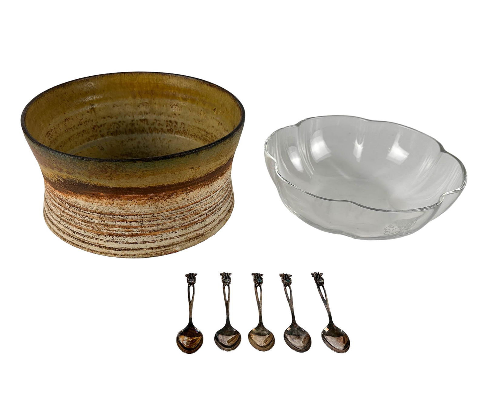 Baccarat Crystal Stoneware Bowl 800 Silver Spoons (1 of 8)