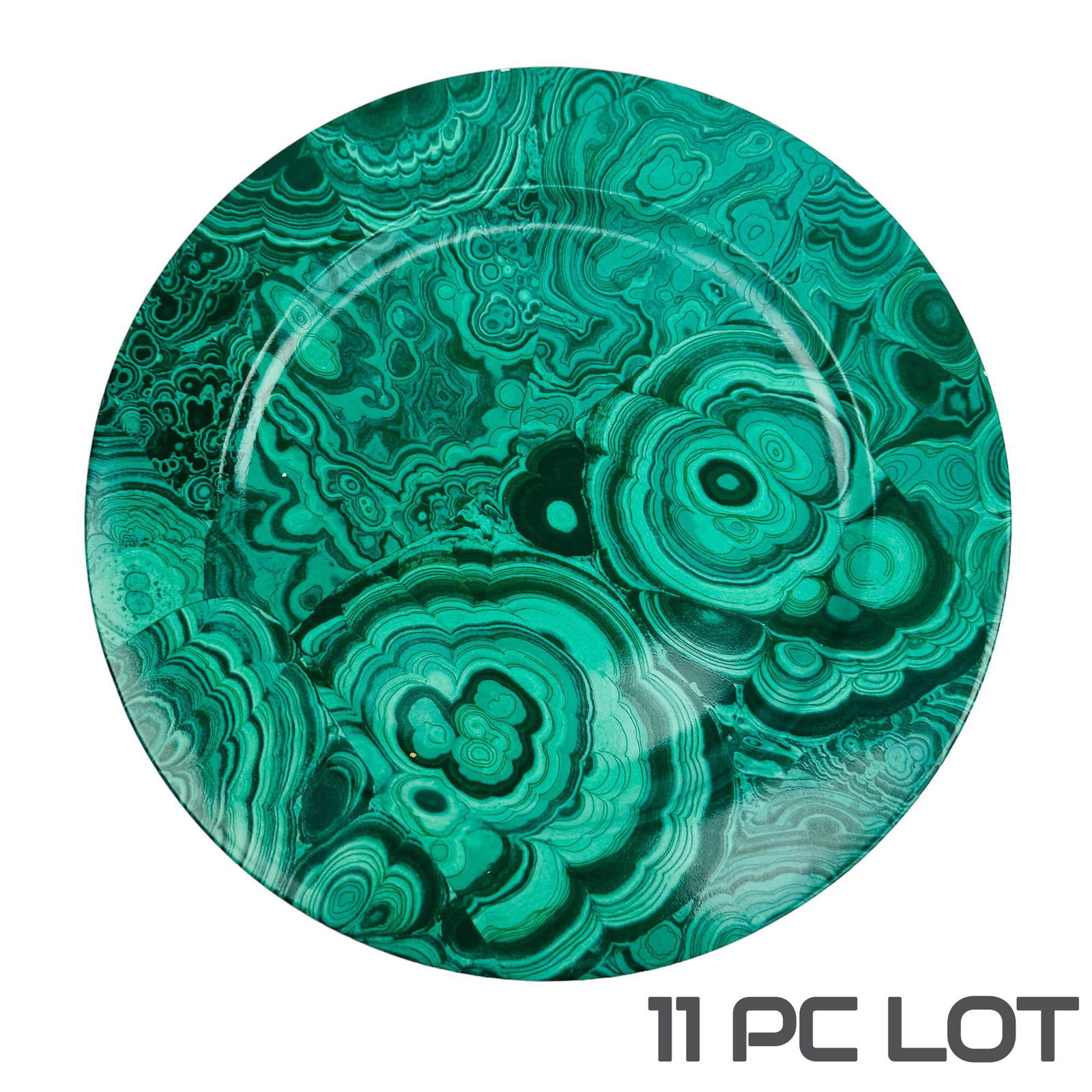 Green Malachite Ceramic Porcelain Dinner Plate LOT (1 of 12)