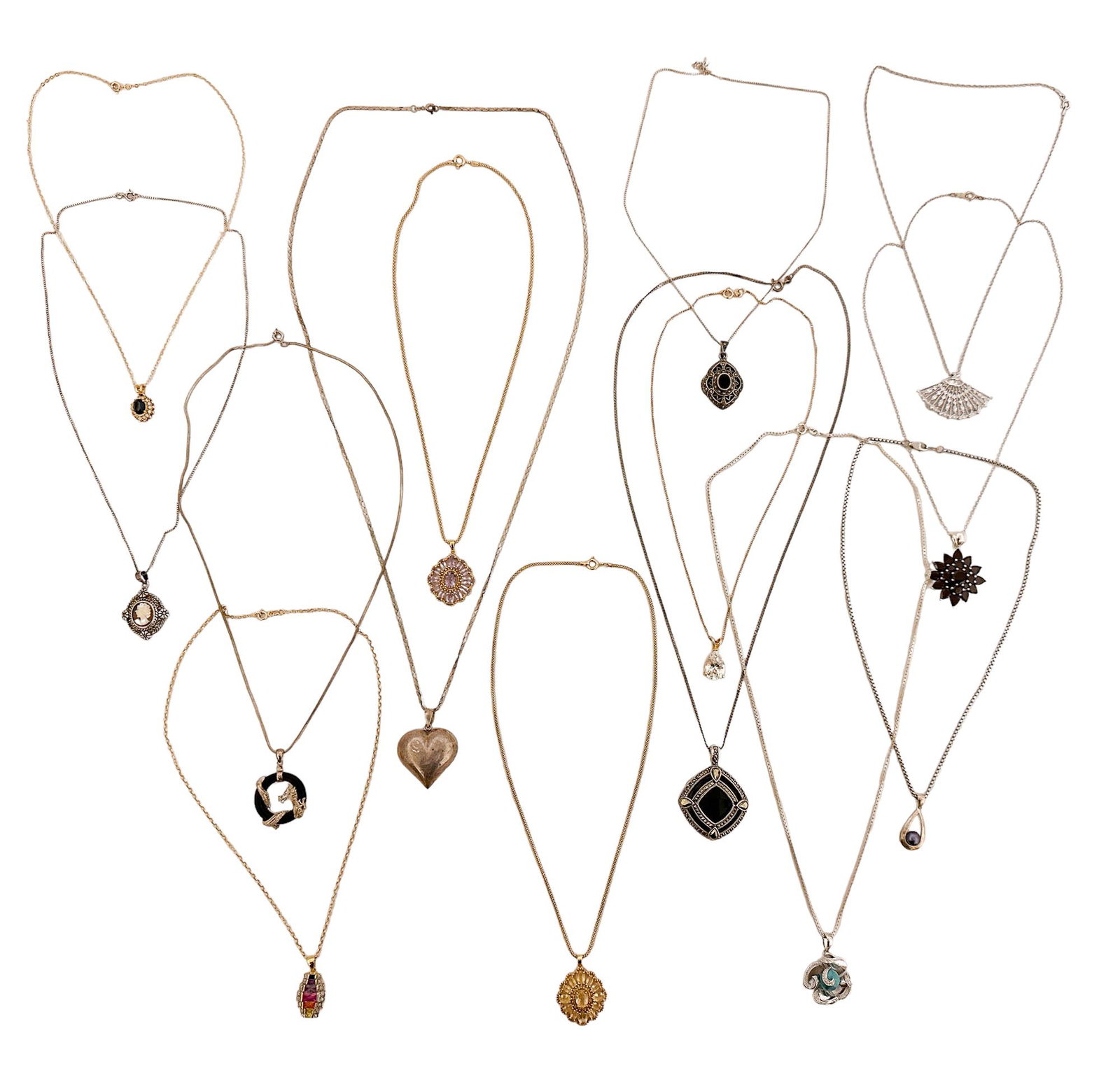 Sterling Silver 925 Lady Necklace Pendant 14pc LOT (1 of 6)