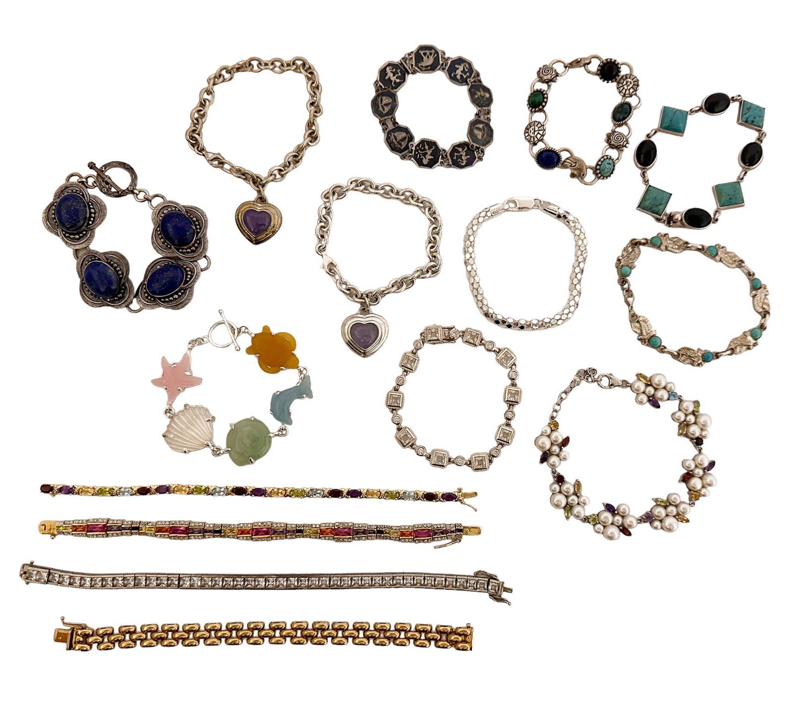 Sterling Silver 925 & Gemstone Bracelet 15pc LOT (1 of 6)