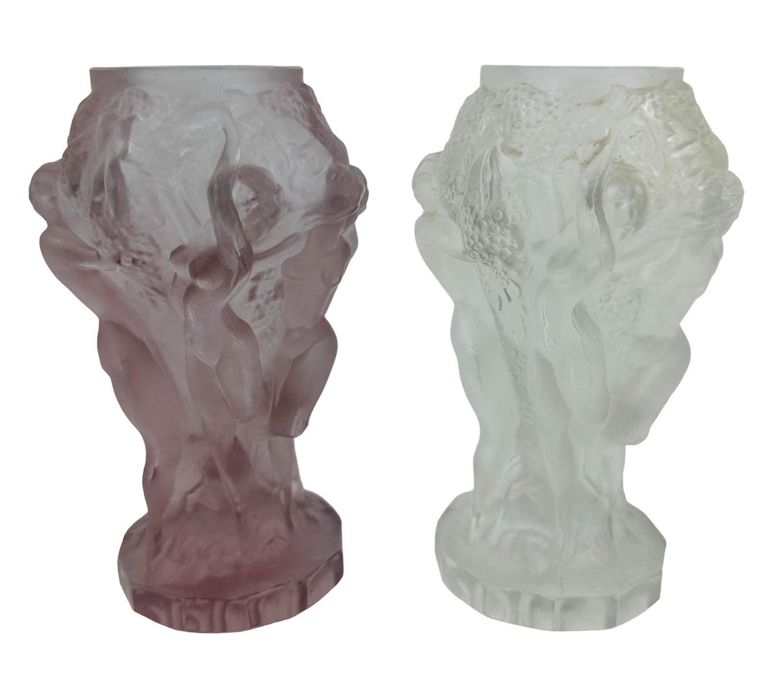 Czech Art Deco Alexandrite Frosted Glass Vase LOT (1 of 4)