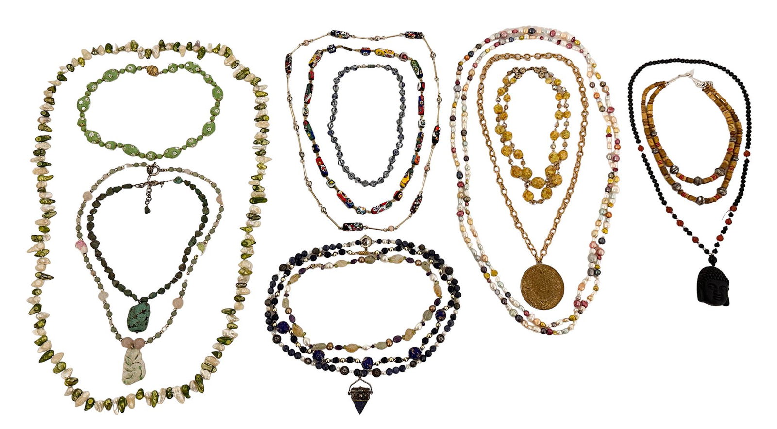 Murano Millefiori Turquoise Carnelian Necklace LOT (1 of 5)