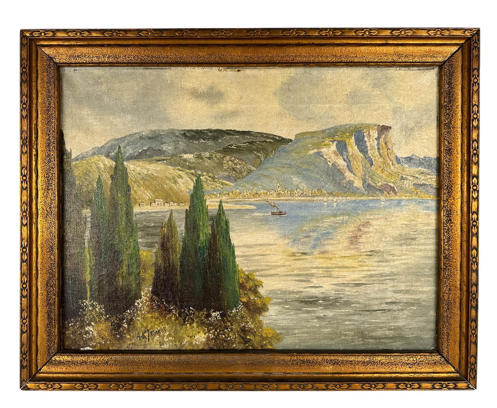 Greek Seascape Oil Painting Signed A.K. Tsakos (1 of 5)